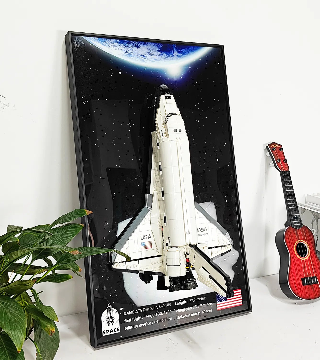 LEGO® 10283 NASA Space Shuttle Discovery Wall Display Frame - Premium Hanging Shelf for LEGO Space Collection - Perfect for Home Office & Game Room Decor