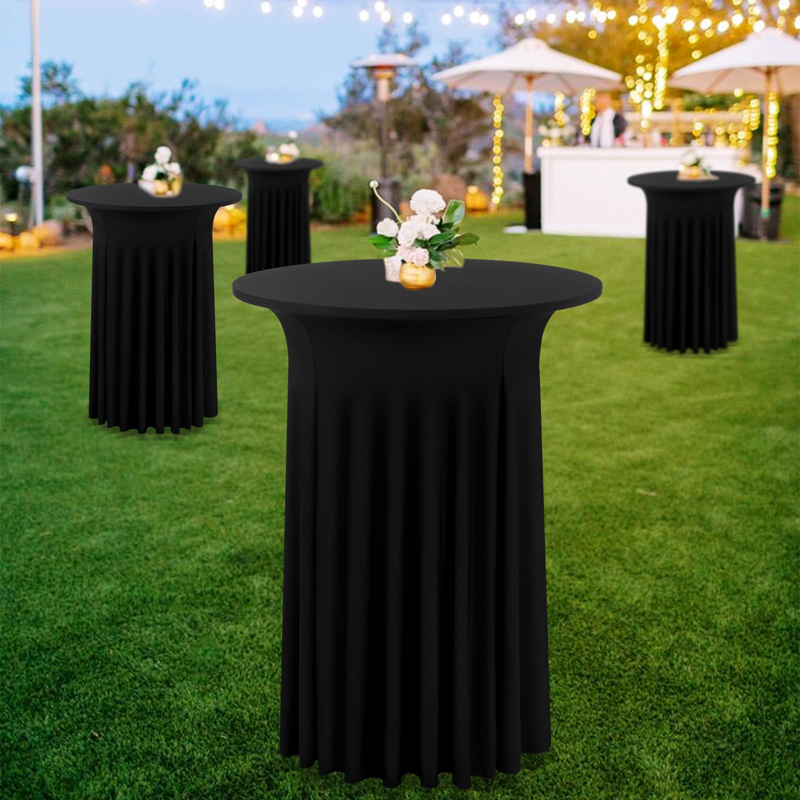 10 Pack Black Spandex Stretch Cocktail Table Skirts 32