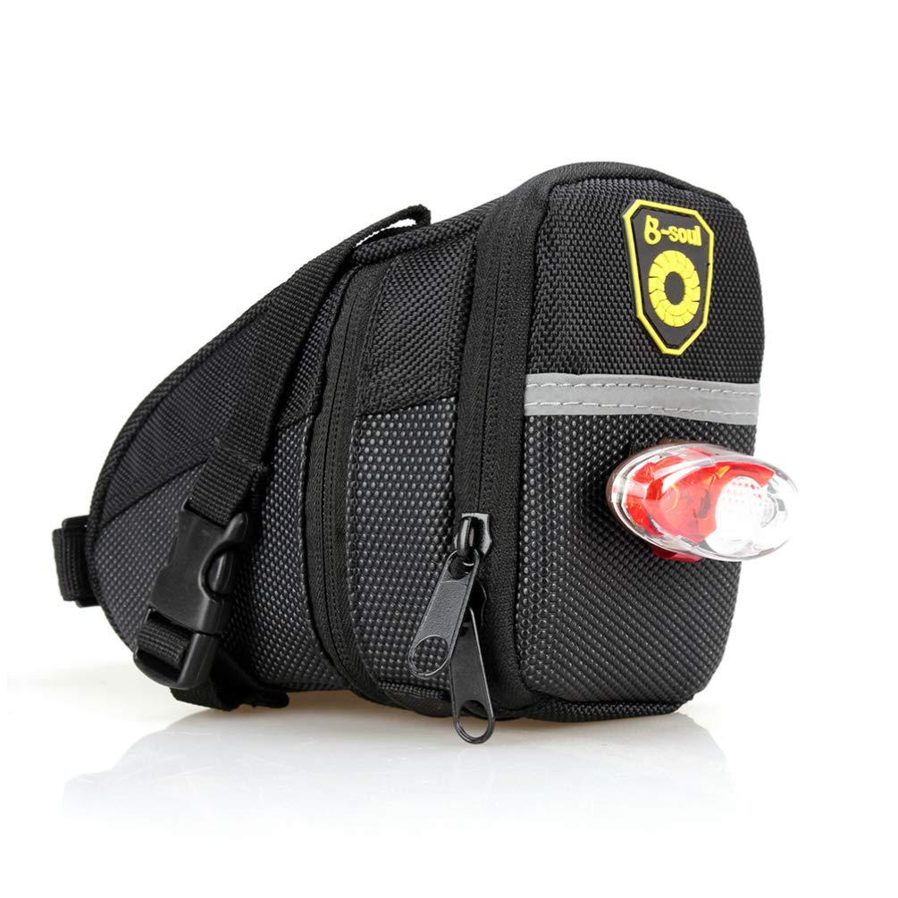 **Garneck Waterproof Bike Saddle Bag - Mountain & Road Bicycle Seat Storage Pouch with Rear Light - Foldable, Durable for Cycling Commute, Touring & Outdoor Adventures**