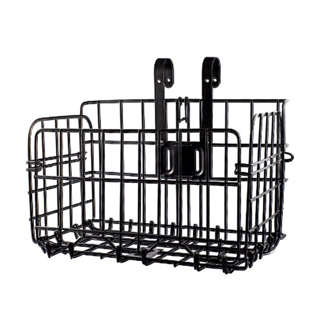 Foldable Rear Bike Basket - Heavy Duty Wire Mesh Bicycle Cargo Rack for Mountain & Cruiser Bikes - Front Handlebar or Rear Mount Storage - Perfect for Commuting, Groceries & Outdoor Adventures (Black, One Size)
