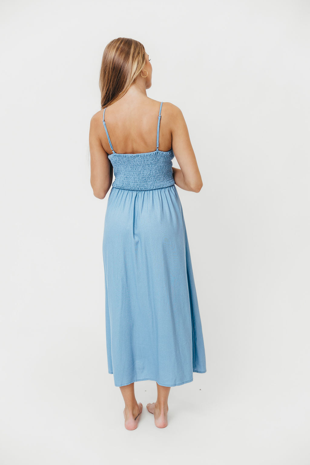 Nevaeh Blue Harbor Midi Dress - Flowy Summer Dress for Women, Beach Wedding Guest Outfit, Casual Party Wear