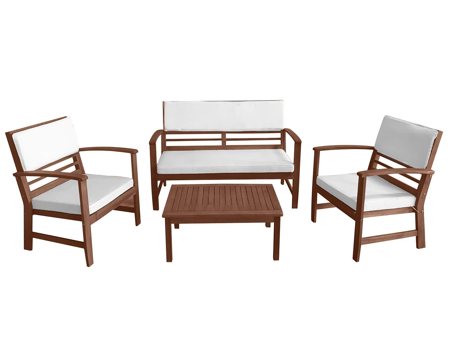 4-Piece Acacia Wood Outdoor Patio Conversation Set with Water Resistant Cushions & Coffee Table - Perfect for Poolside, Beach, Backyard, Balcony & Garden Relaxation