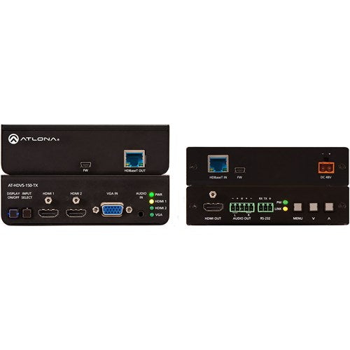 Atlona® AT HDVS 150 KIT HDBaseT 4K Transmitter/Receiver with 3-Input Switcher & Scaler - Professional AV Solution for Home Theater, Conference Rooms & Digital Signage