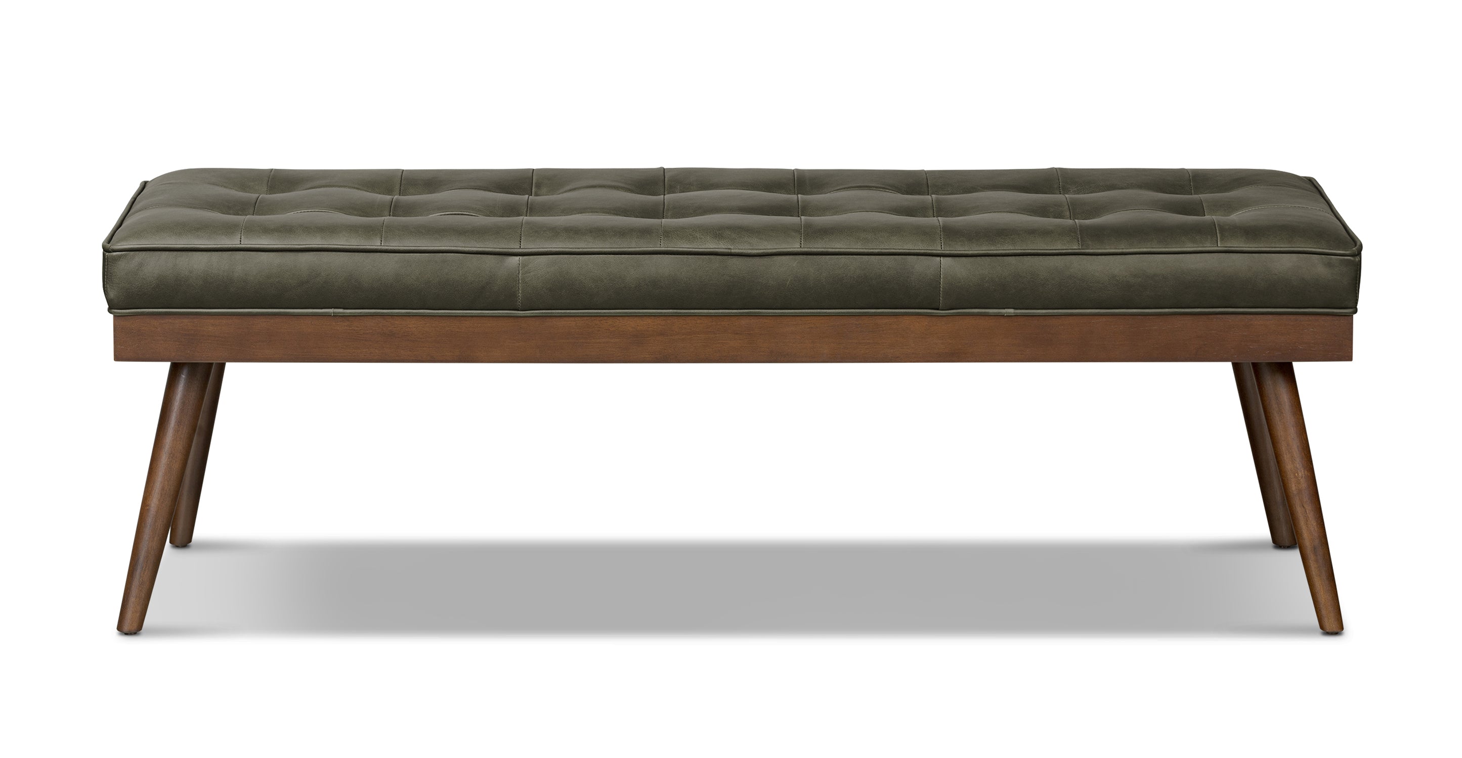 Luca Leather Bench - Modern Upholstered Storage Ottoman with Tufted Design for Living Room, Bedroom, or Entryway - Durable Faux Leather Seat with Sturdy Wooden Legs - Perfect for Extra Seating, Footrest, or Stylish Home Decor