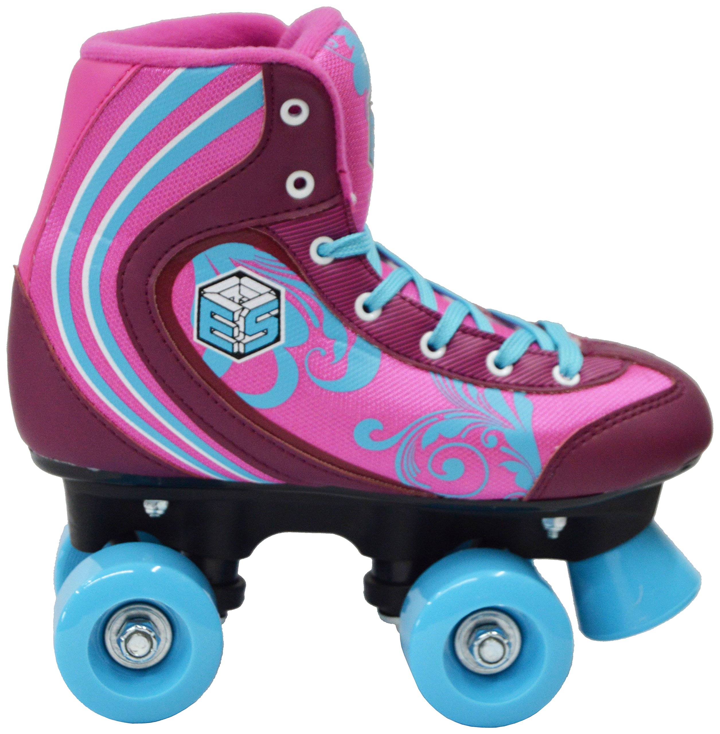**Epic Cotton Candy Quad Roller Skates for Women & Girls - Pink & Blue with 2 Pairs of Laces - Retro Style Outdoor & Indoor Skating, Rink, Park, Fitness Fun**