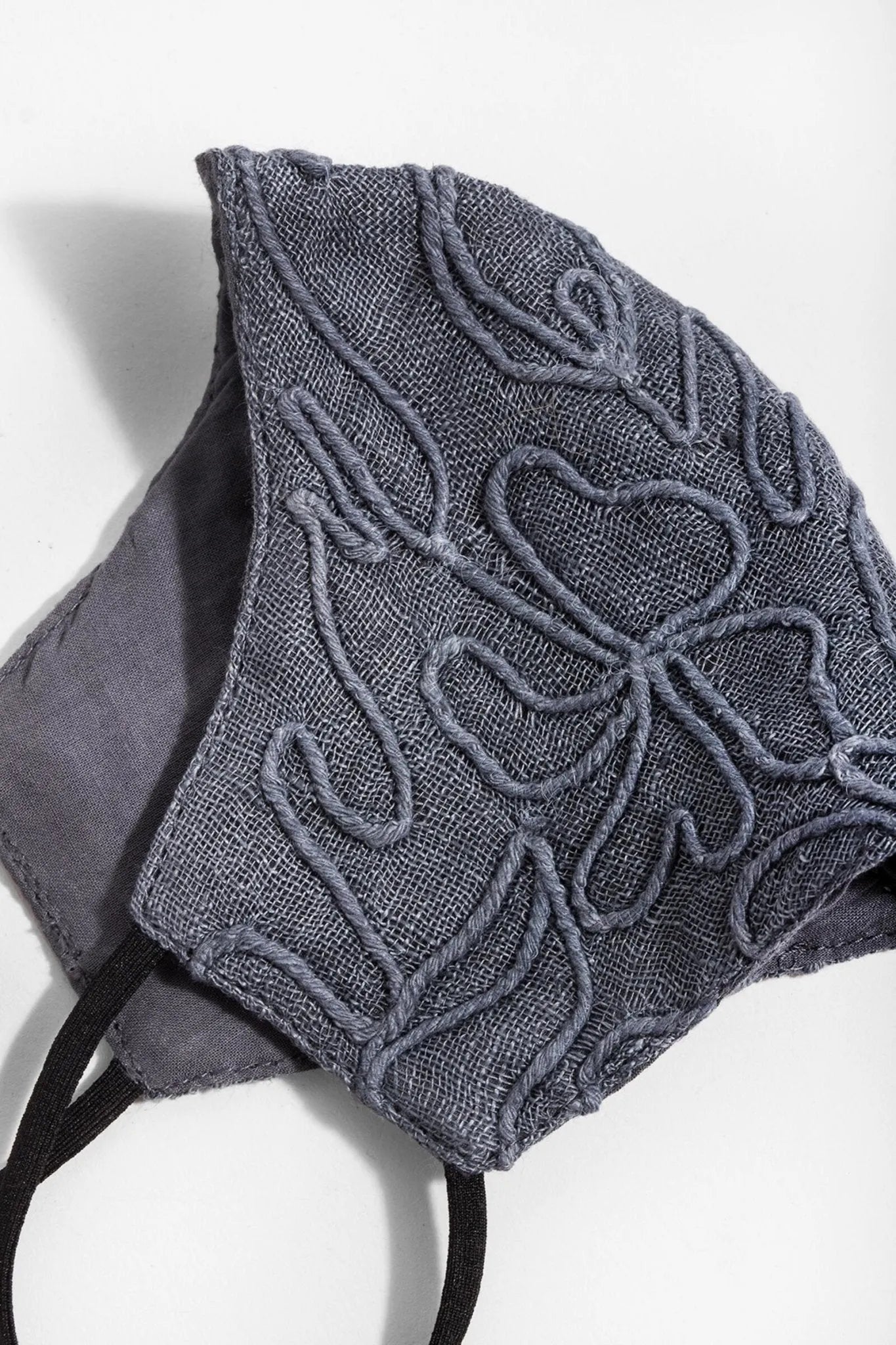 Linen Embroidered Face Mask - Breathable Washable Reusable Cotton Linen Fabric with Floral Embroidery - Perfect for Daily Use, Travel, and Outdoor Activities