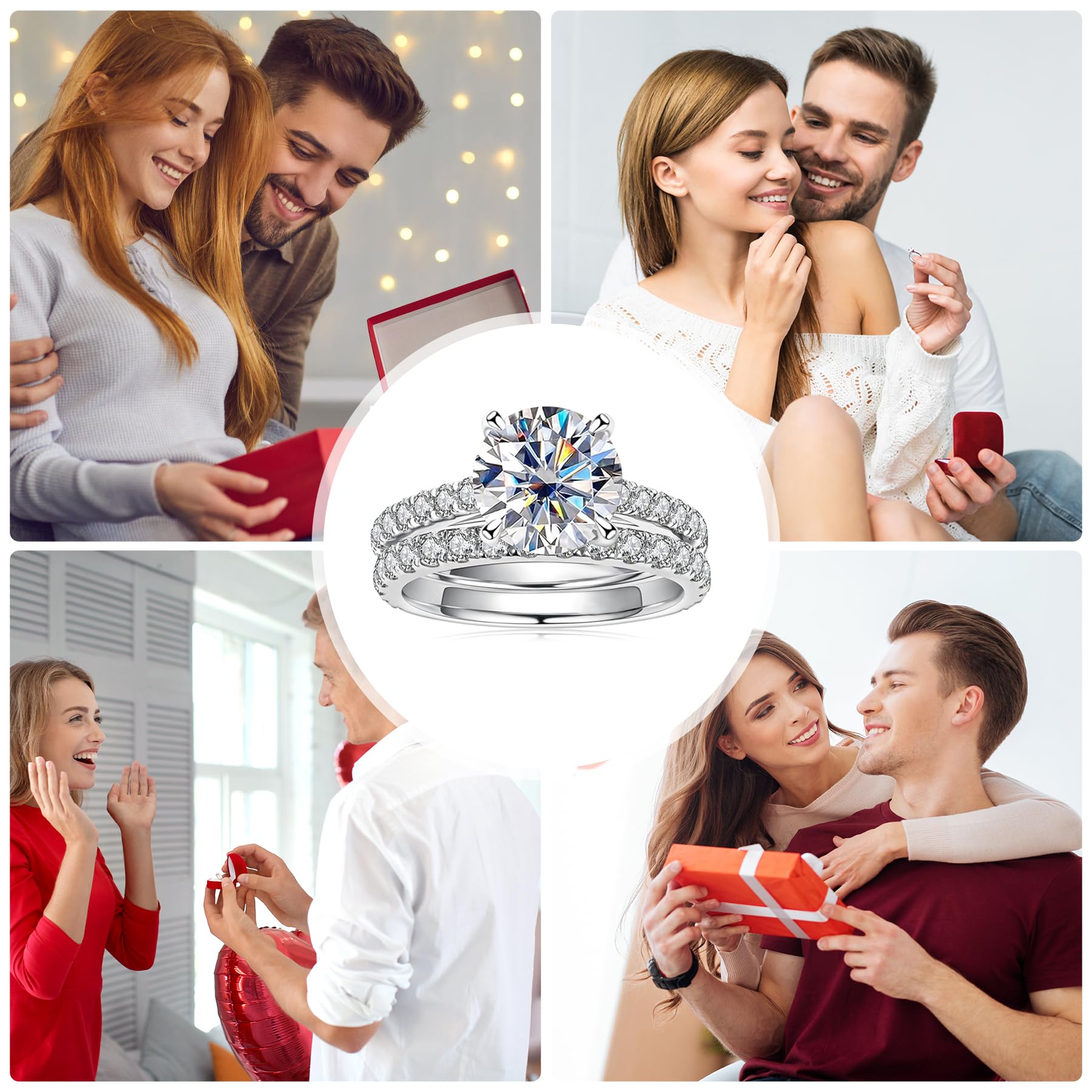 Moissanite Wedding Ring Set for Women - 925 Sterling Silver Engagement & Bridal Rings - Perfect for Proposals, Anniversaries, and Special Occasions