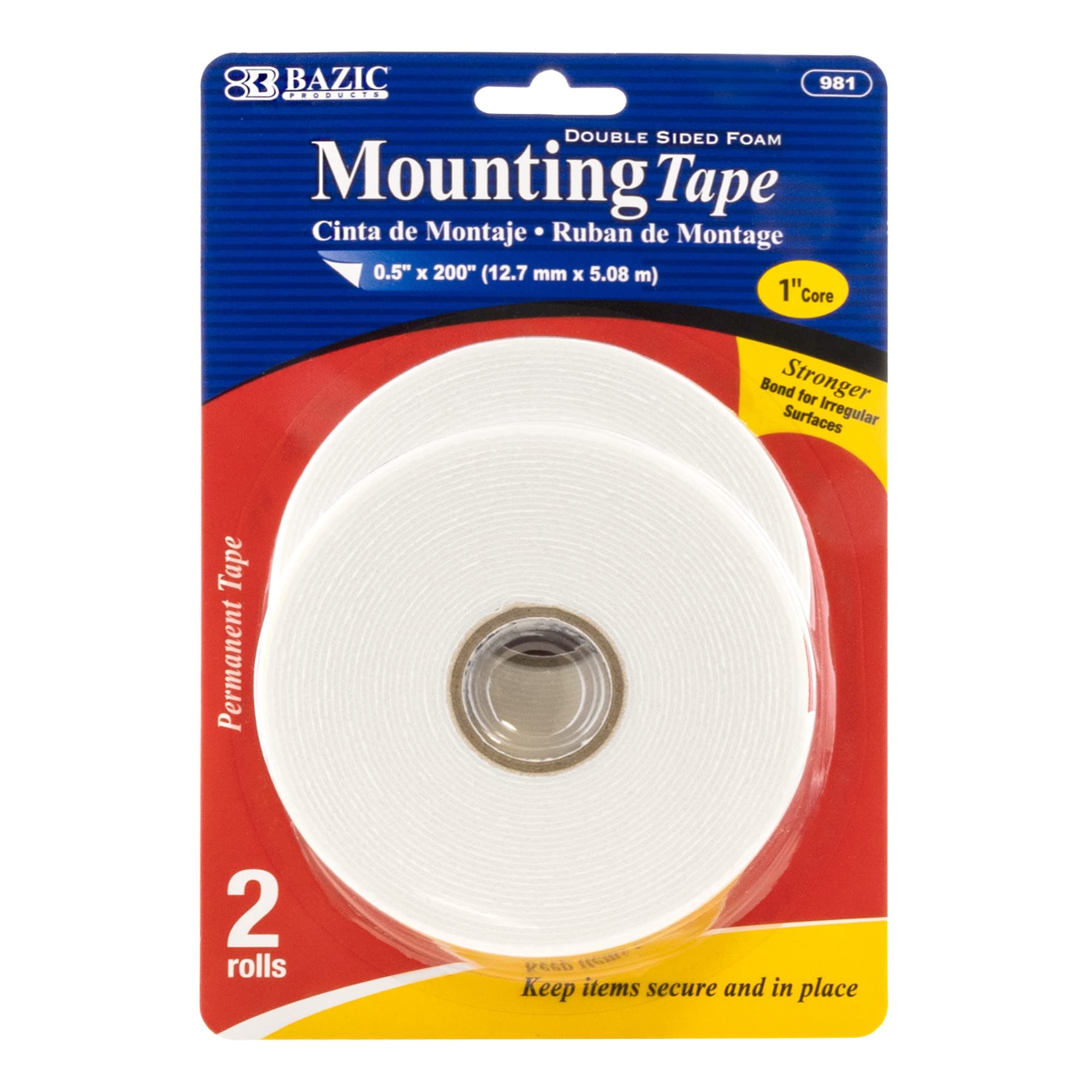 BAZIC Double Sided Foam Mounting Tape 0.5