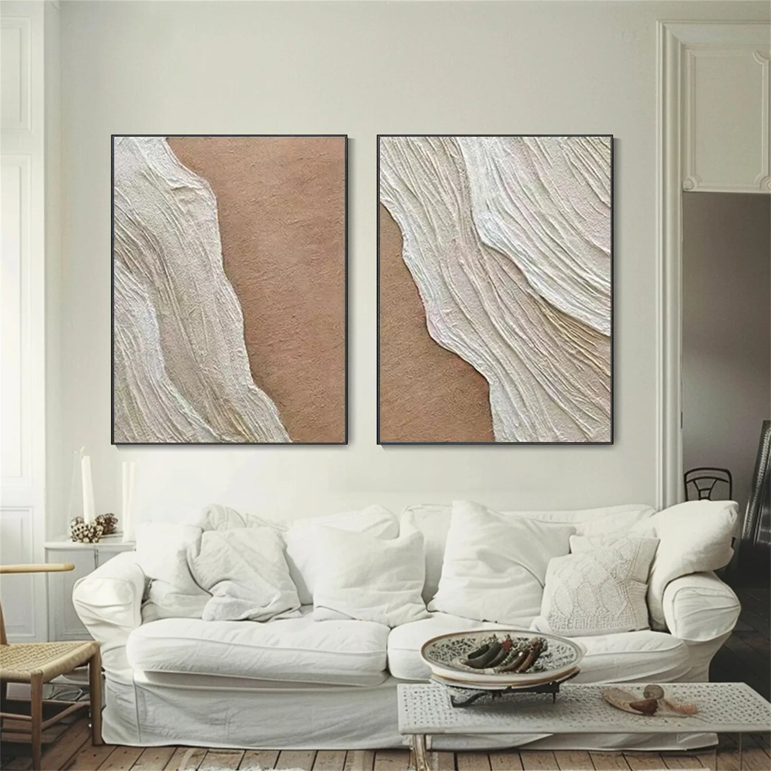 Ocean and Sky Painting Set of 2 - Modern Coastal Wall Art for Living Room & Bedroom Decor - Ready to Hang Canvas Prints - Perfect for Beach House or Office Wall Decor