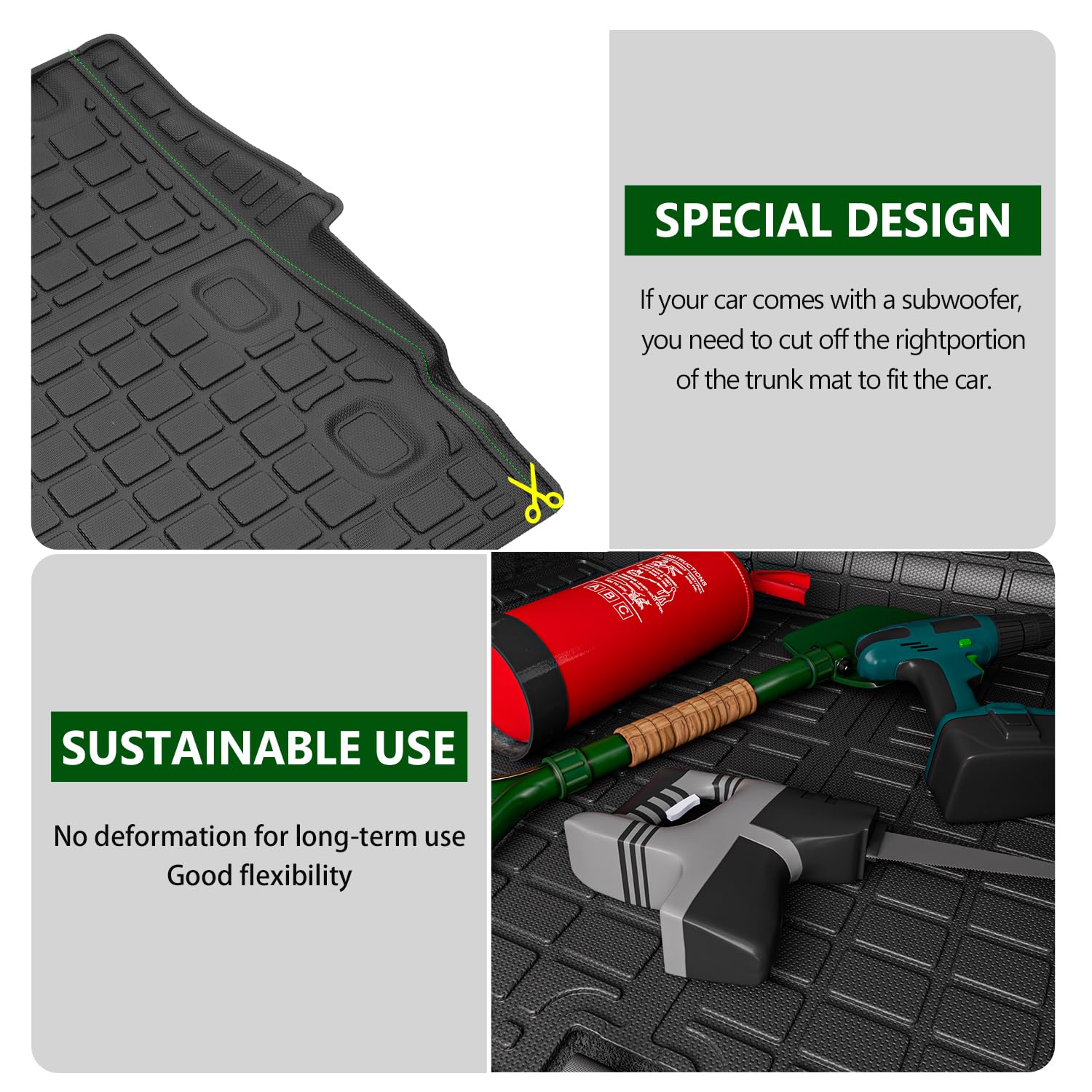 Premium TPE Cargo Liner & Backrest Mat for 2021-2024 Jeep Wrangler JL 4XE 4-Door - Heavy Duty Protection for Rear Cargo Area - Perfect for Off-Roading, Camping, and Daily Use