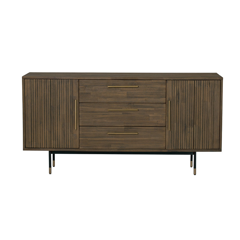 HAMILTON Solid Acacia Wood Sideboard Buffet - 63 Inch Toffee Color Storage Cabinet for Dining Room, Living Room & Entryway