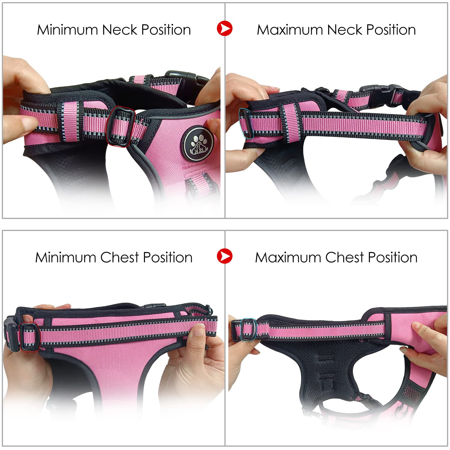 NESTROAD No Pull Dog Harness - Adjustable Oxford Pet Vest with Leash & Reflective Strips, No-Choke Design for Small Medium Large Dogs (Pink) - Perfect for Walking, Training & Outdoor Adventures