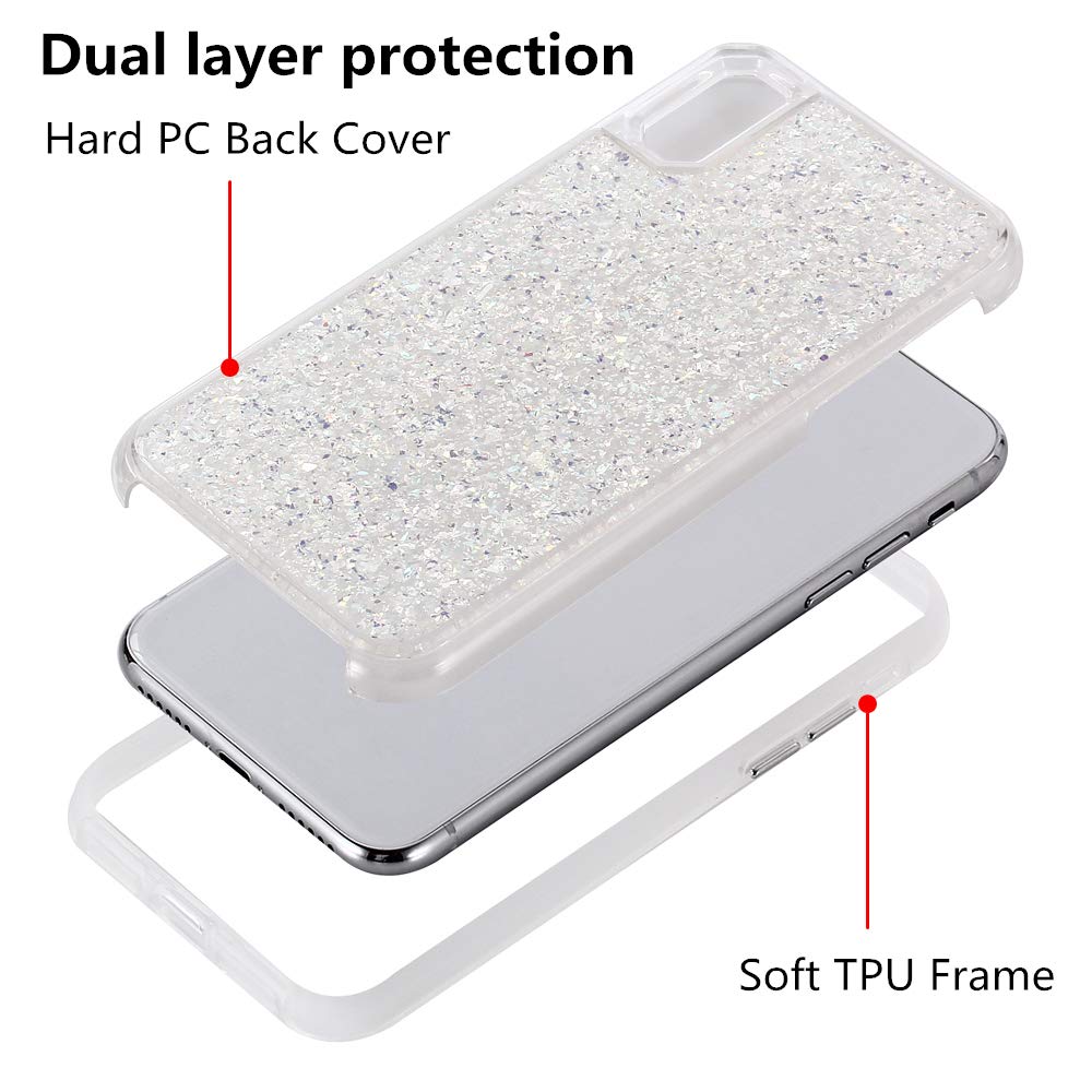 Sparkle Glitter iPhone 11 Pro Max Case - Elegant Women's Foil Hard Back Cover with TPU Bumper | Protective Bling Phone Case for iPhone 11 Pro Max 6.5