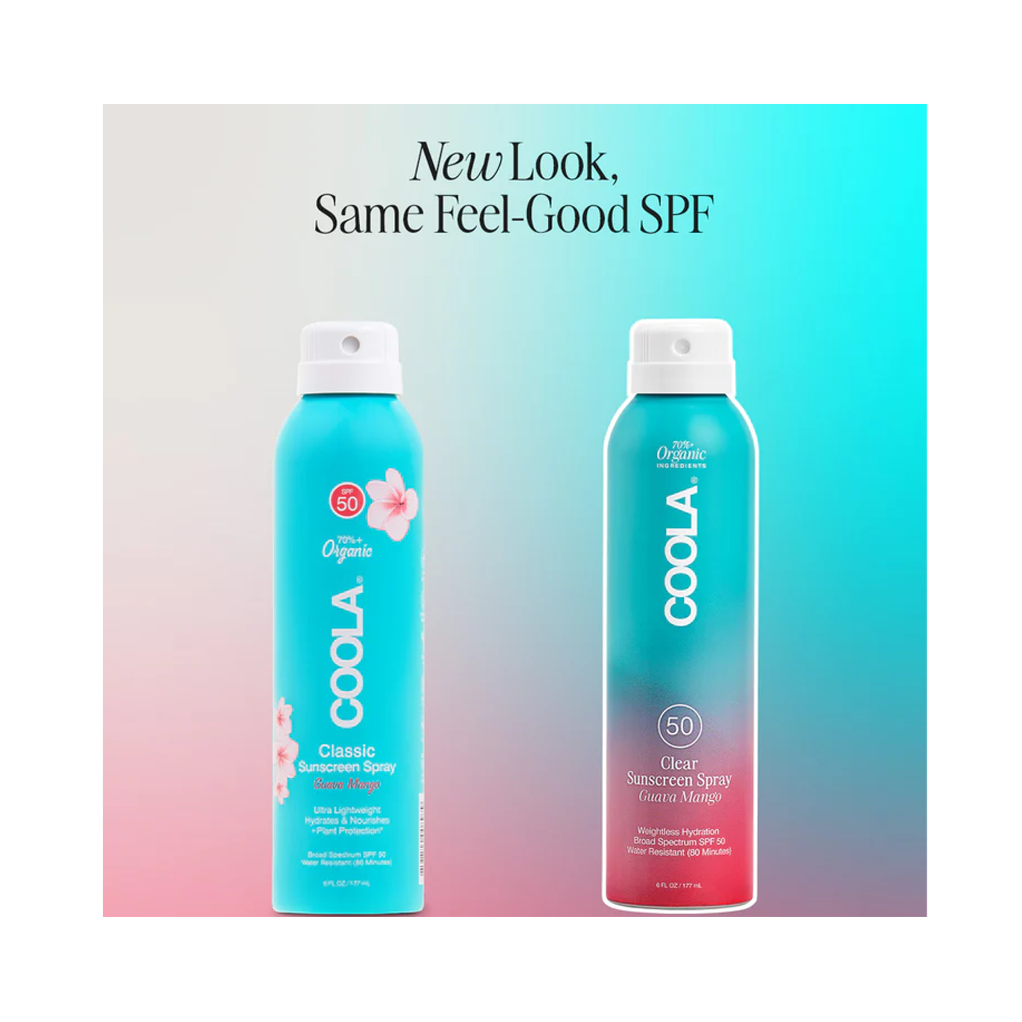 COOLA Classic Sunscreen Spray SPF 50 - Broad Spectrum UVA/UVB Protection, Guava Mango Scent, Water Resistant, Vegan & Reef Safe | Perfect for Beach, Pool & Outdoor Activities