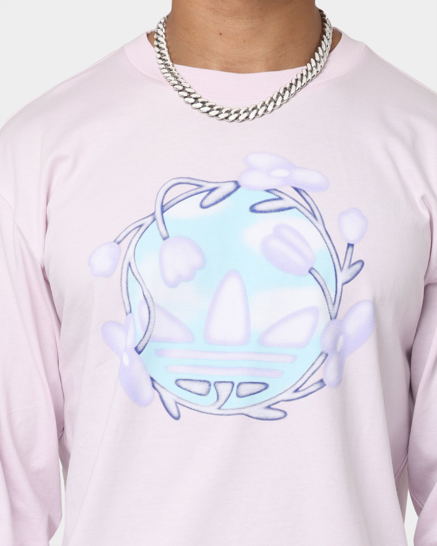 Adidas Trefoil Floral Long Sleeve T-Shirt for Women - Almost Pink & Multi-Colored Design - Casual Wear, Street Style & Spring Outfits
