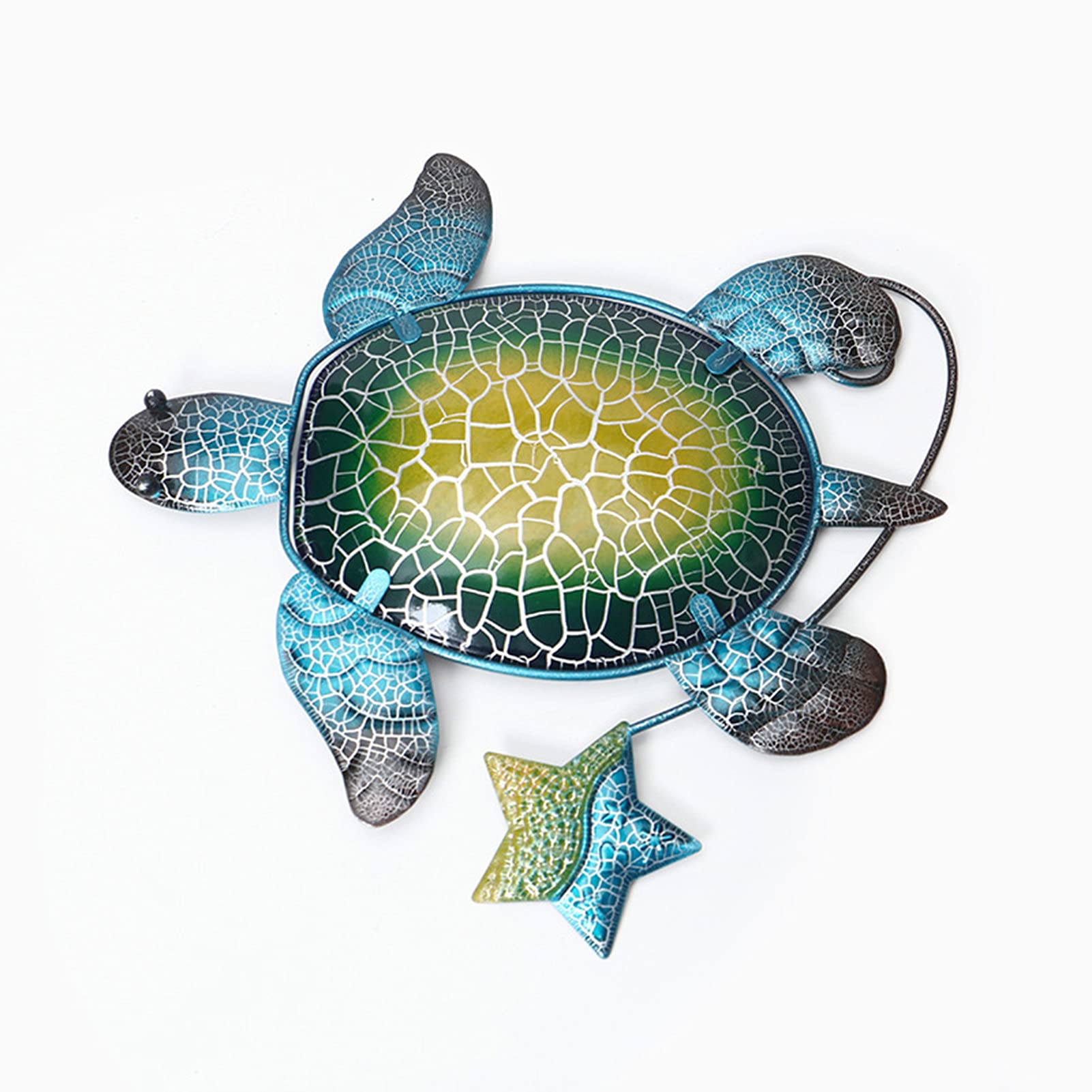 200 Pcs Metal Turtle Wall Decor - Handcrafted Wrought Iron Turtle Sculpture for Home & Garden - Blue Hanging Art for Living Room, Patio, Yard - Perfect for Coastal, Farmhouse & Rustic Decor Styles