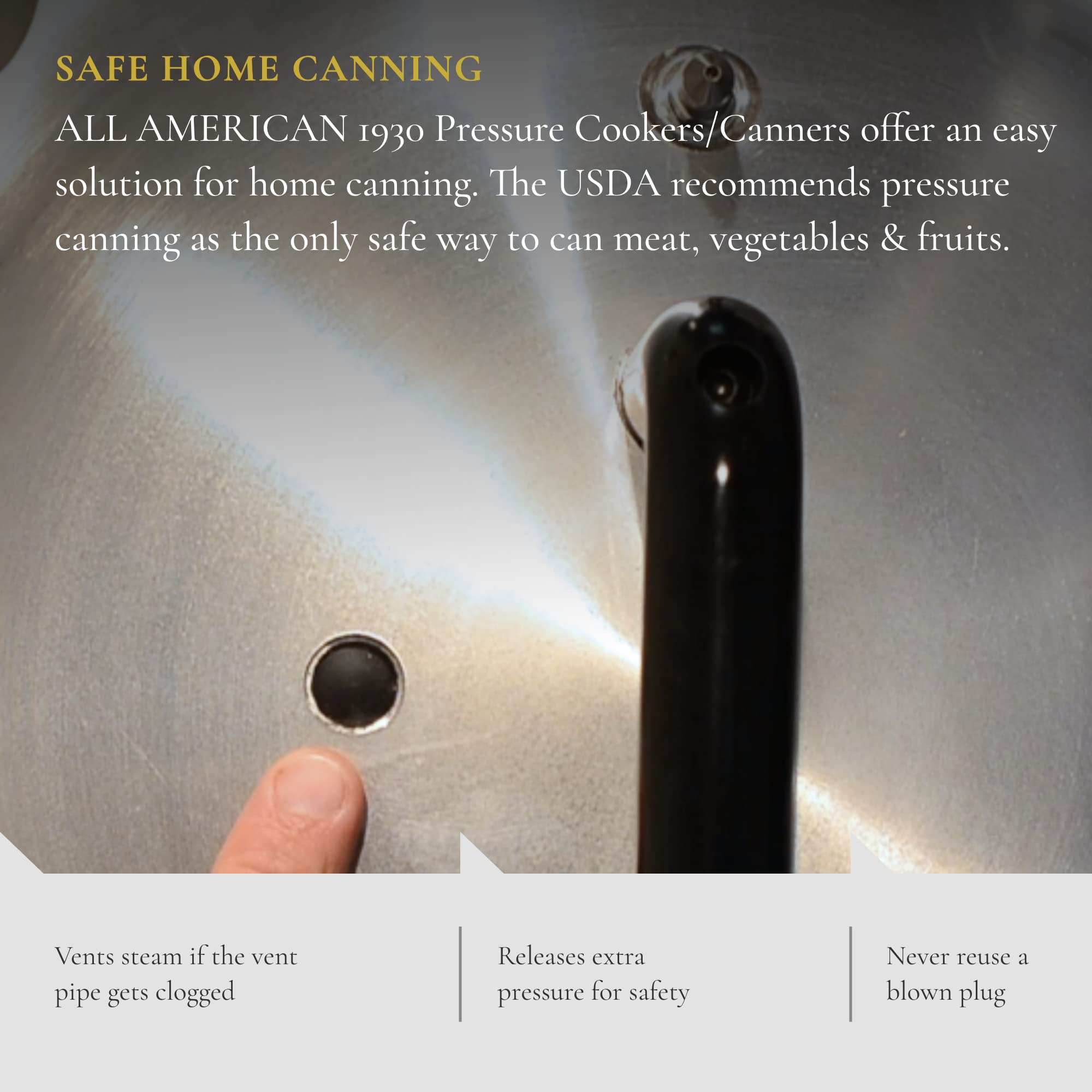 All American 1930 Pressure Cooker Overpressure Plug - Black Rubber Safety Valve for Automatic Steam Release - Compatible with Most Pressure Cookers & Canners - Perfect for Home Canning, Food Preservation & Safe Cooking
