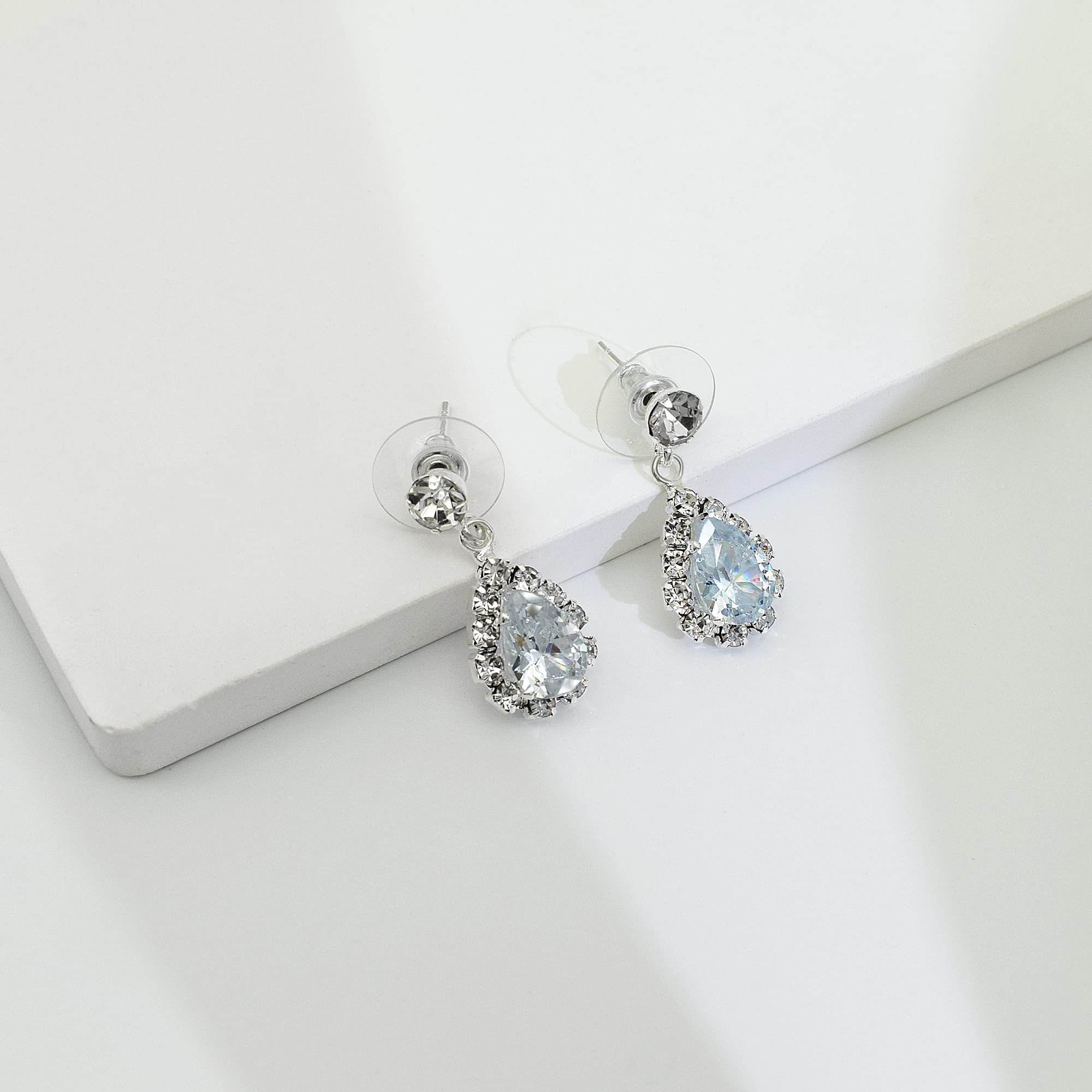 UDYLGOON Rhinestone Crystal Bridal Jewelry Set - Earrings & Necklace for Bride & Bridesmaids | Wedding, Prom, Evening Gown Accessories