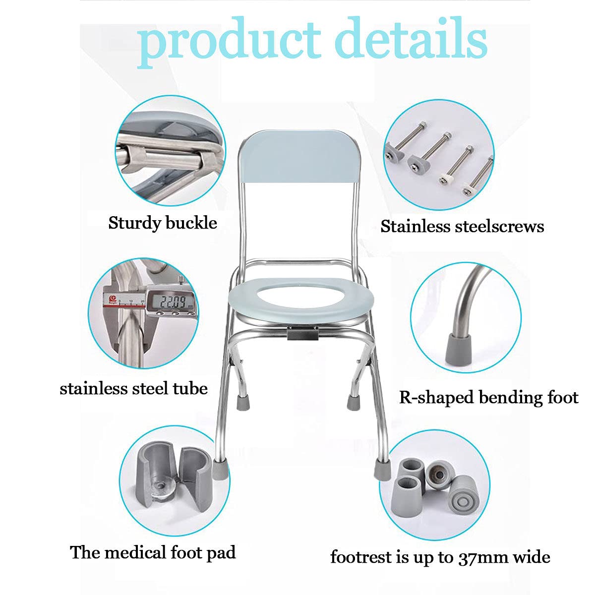 Portable Folding Toilet - Compact Travel & Camping Toilet with Bucket - Lightweight Collapsible Toilet for Outdoor Adventures, Road Trips, Boating, Hiking, Beach & Emergency Use
