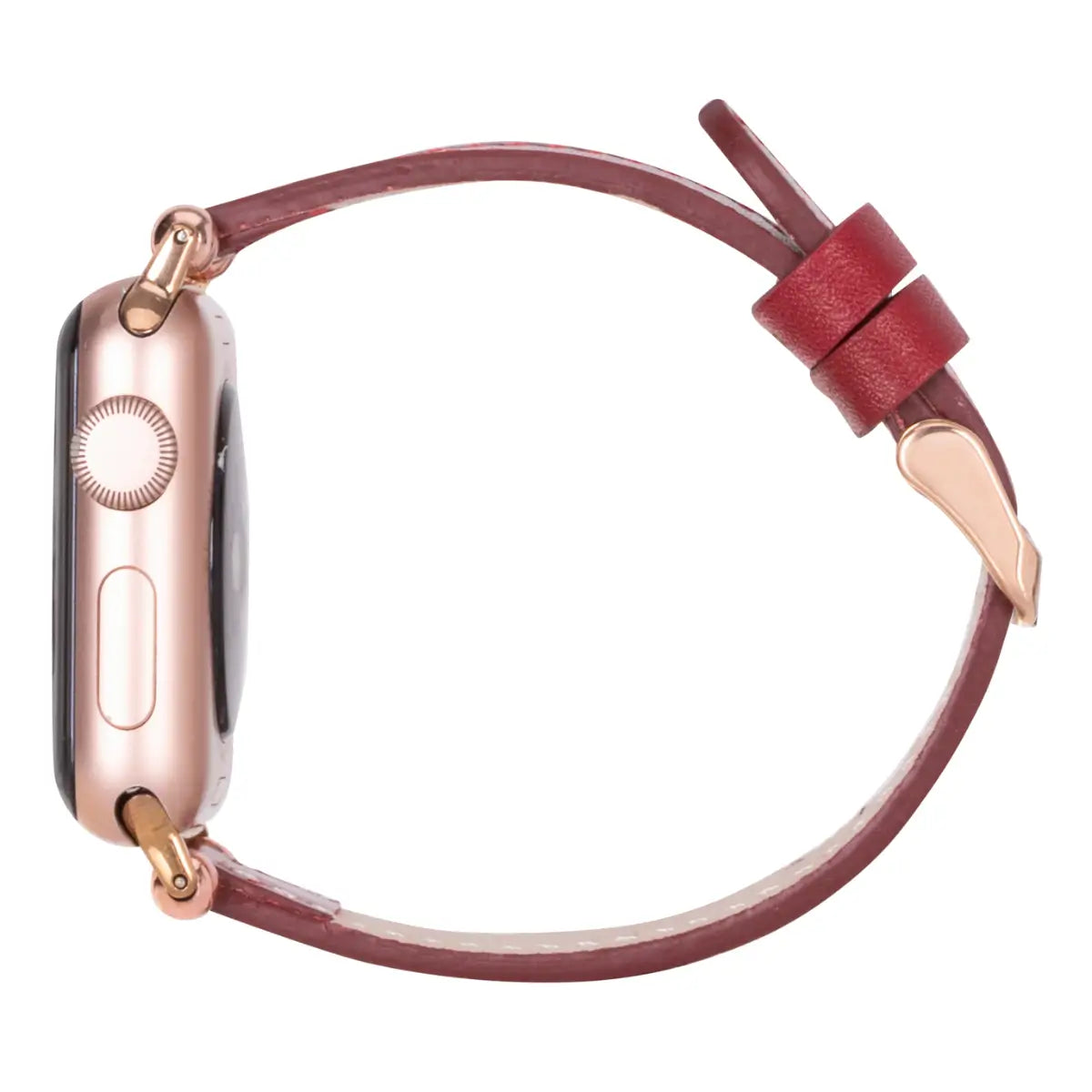 Premium Burnished Red Leather Ultra Slim Apple Watch Band – Stylish & Durable Replacement Strap for Workouts, Office & Everyday Wear