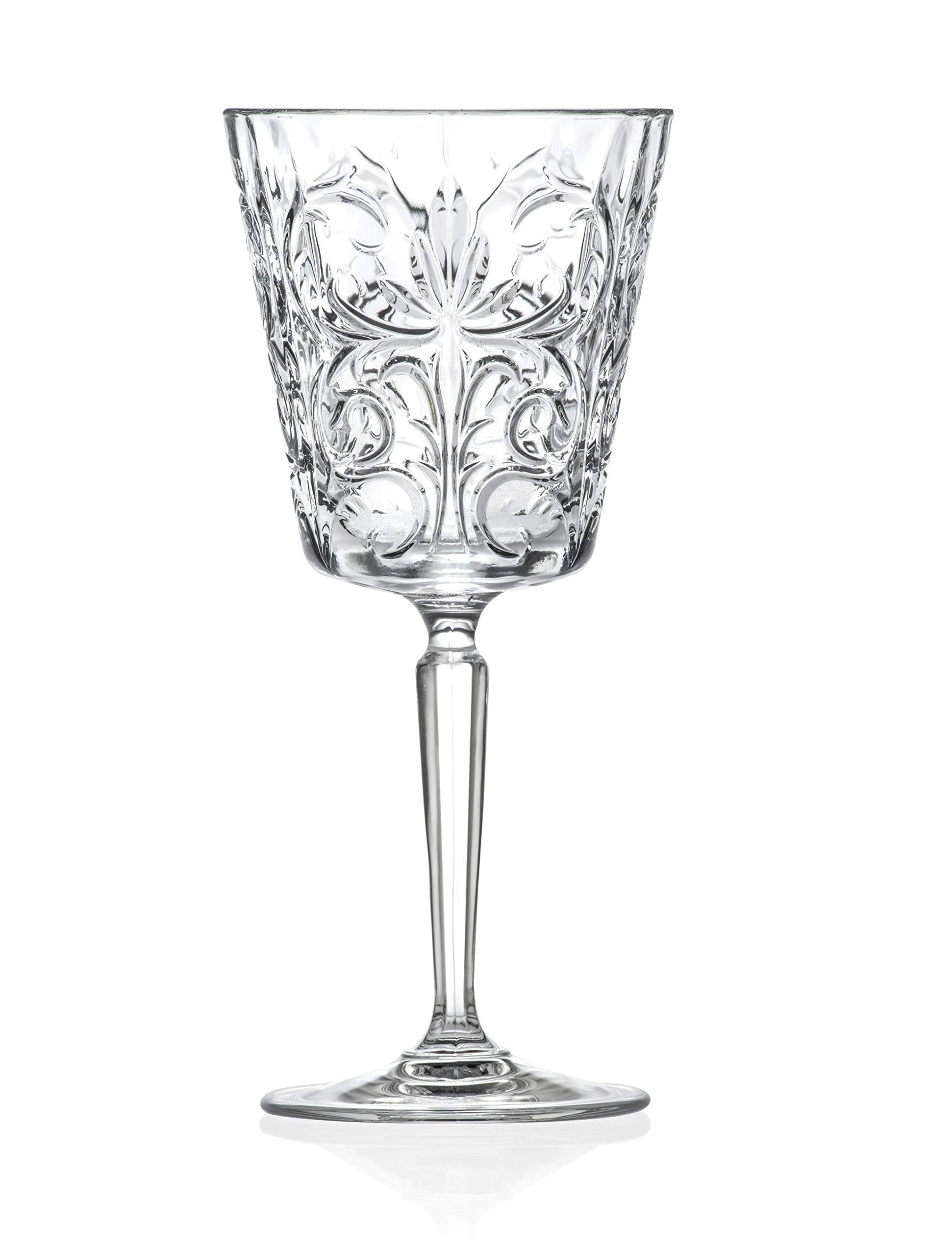 Barski Crystal Wine Glasses Set of 6 - 11oz Elegant Stemmed Goblets for Red Wine & Water - European Made Tattoo Design Glassware - Perfect for Dinner Parties, Weddings & Home Decor