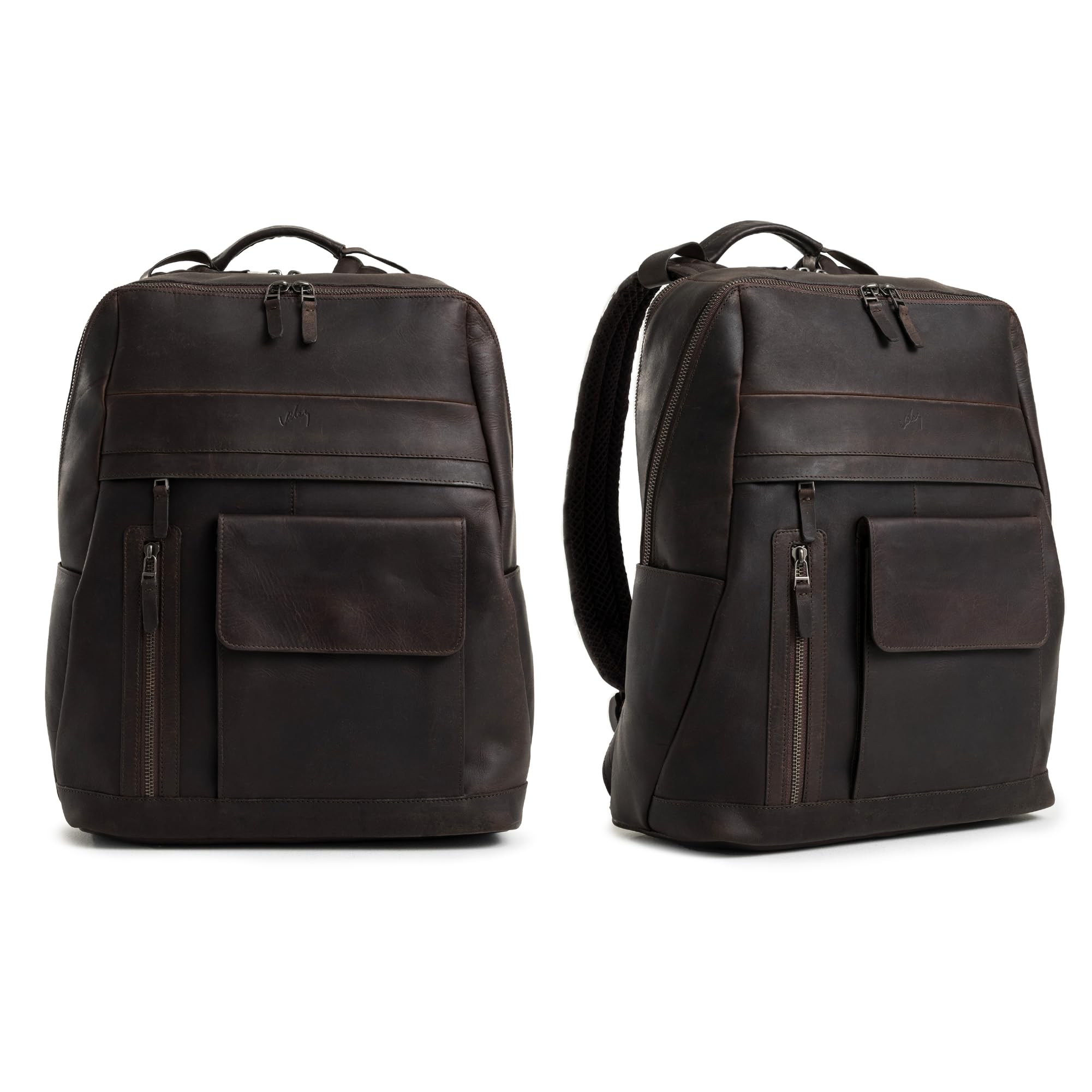 VELEZ Genuine Top Grain Leather Backpack for Men & Women - 17 Inch Laptop Bag with Large Capacity - Stylish Casual Daypack & Business Travel Backpack - Perfect for Office, College, Commuting & Weekend Adventures