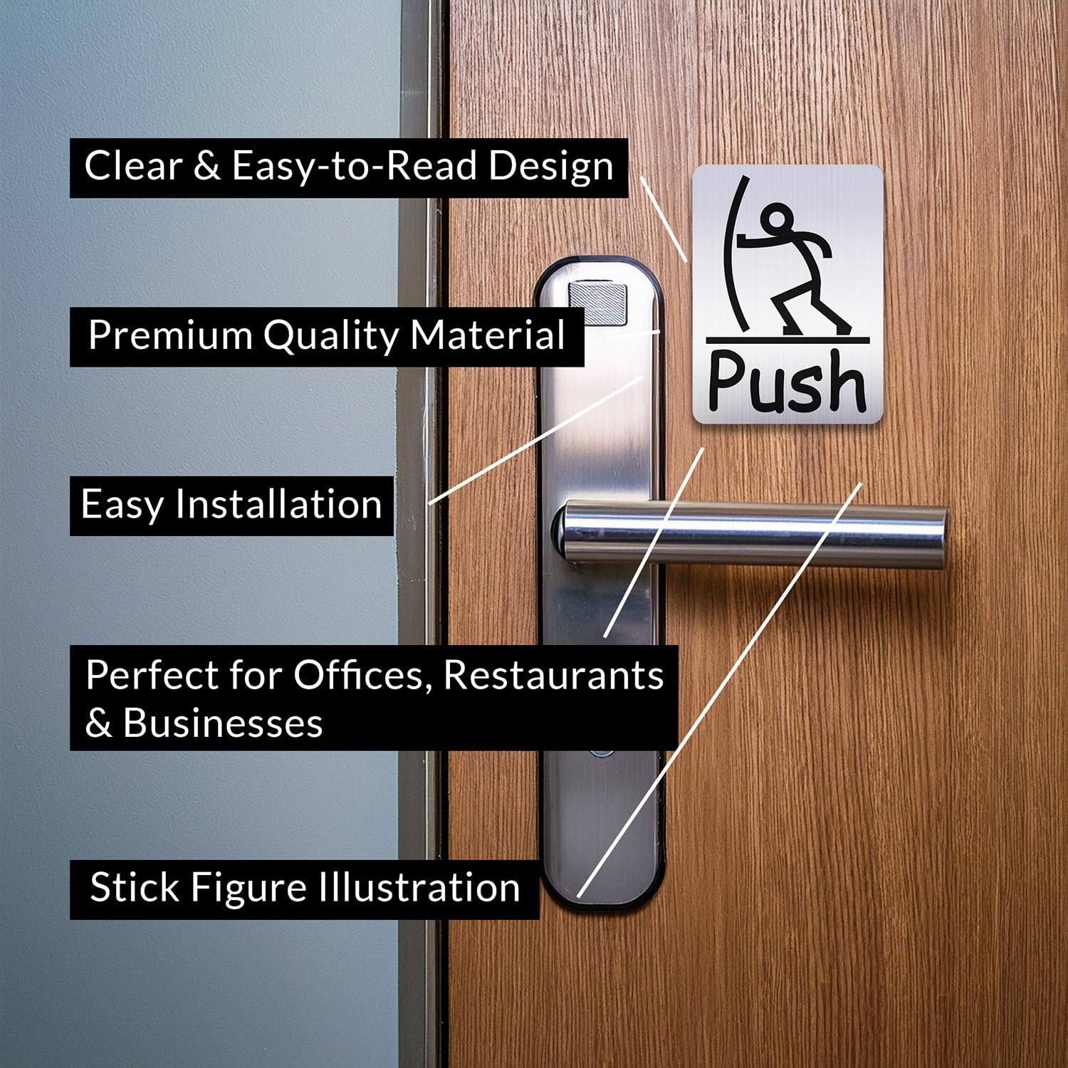 Fun Push Pull Door Sign (Red) - Durable & Decorative for Offices, Restrooms & Homes - Perfect for Clear Directional Signage