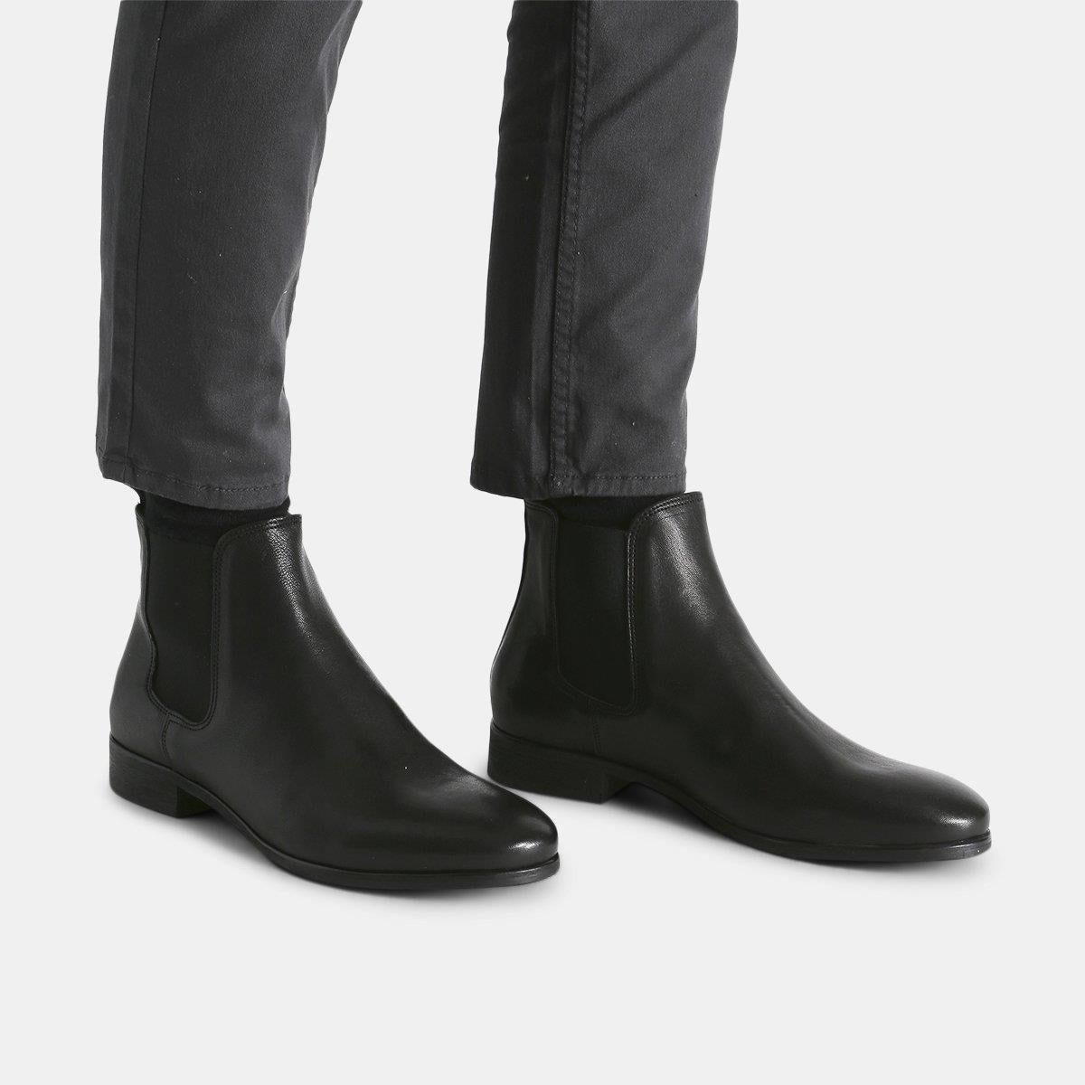 Arnie Chelsea Boots for Men - Waterproof Leather Ankle Boots (Black) - Perfect for Casual Wear, Work & Outdoor Activities