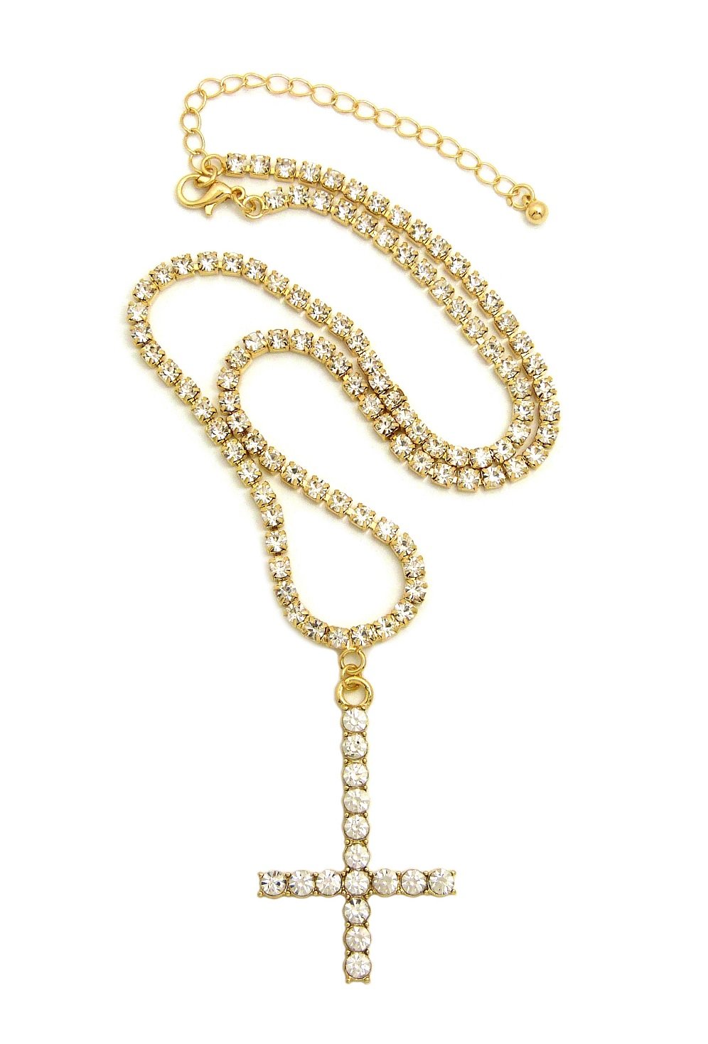 Fashion 21 Unisex Iced Out St. Peter Cross Pendant Necklace - 18