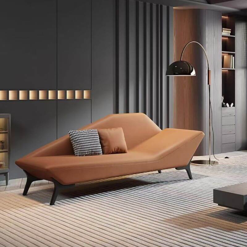 Premium Genuine Leather Chaise Lounge Chair - Gray/Chestnut/Beige - Right/Left Facing - Living Room Furniture for Relaxation & Home Decor