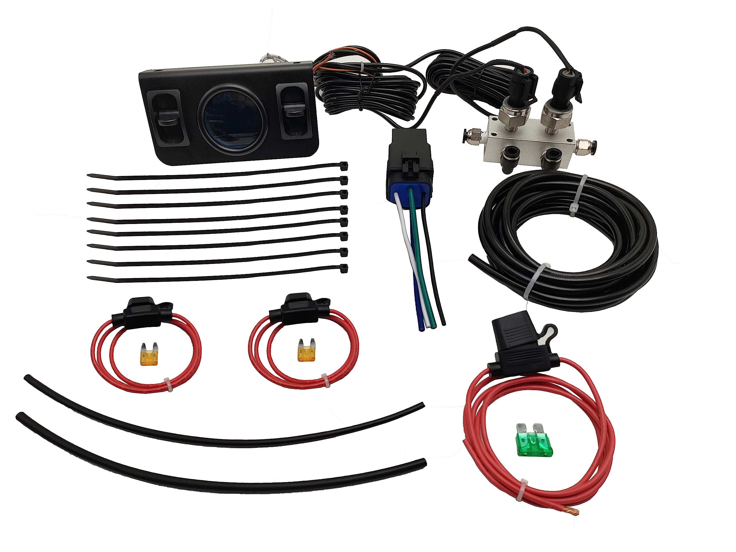Dual Cab Air Gauge Control Kit with Digital Paddle Switch - Precision Air Pressure Sensor for Air Suspension Systems (Blue) | Perfect for Truck & SUV Air Ride Suspension Adjustments