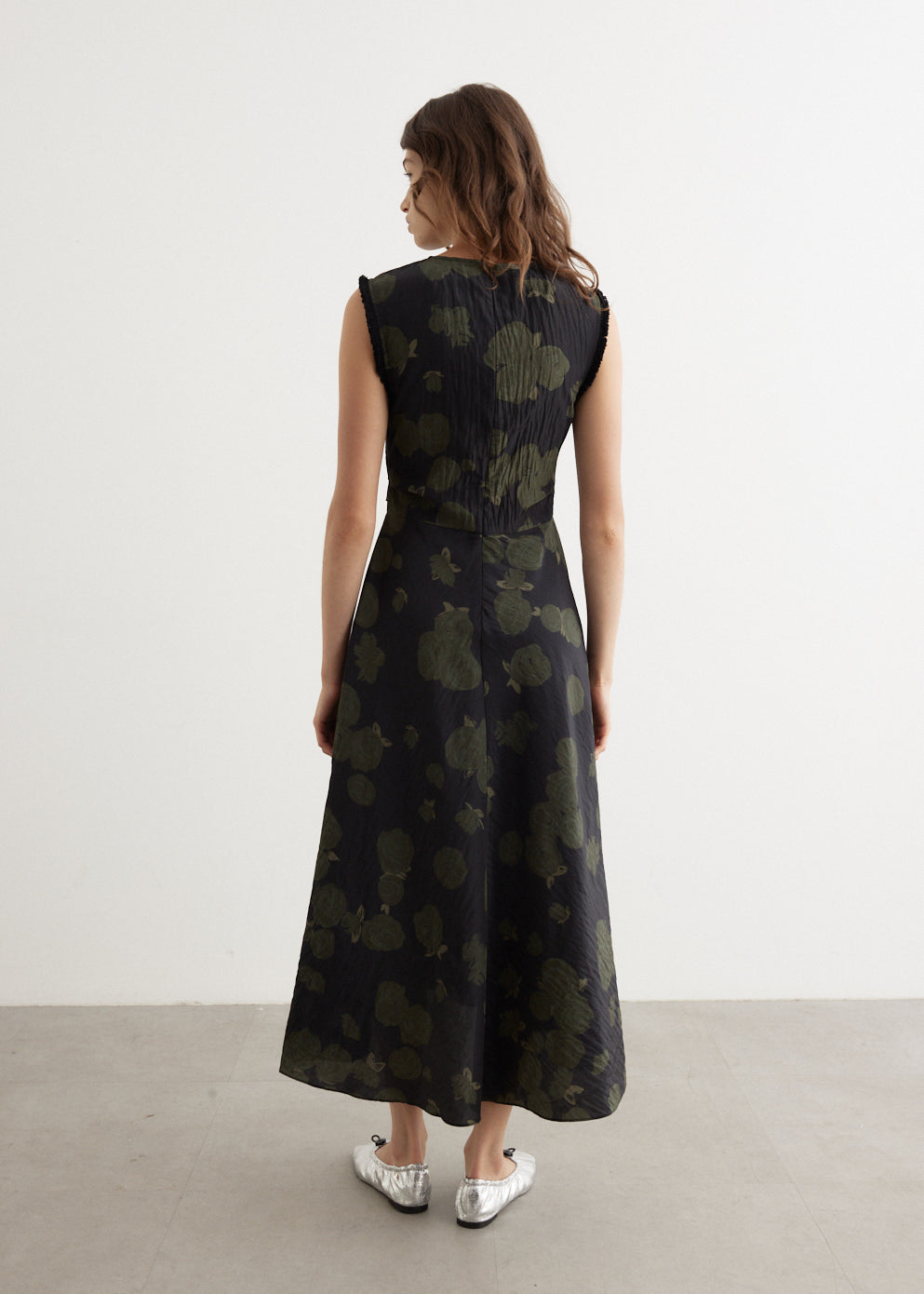 Atina Women's Floral Print Dress - Forest Night Rose Green (C5035-24180) | Elegant Summer Dress for Parties, Weddings & Casual Outings