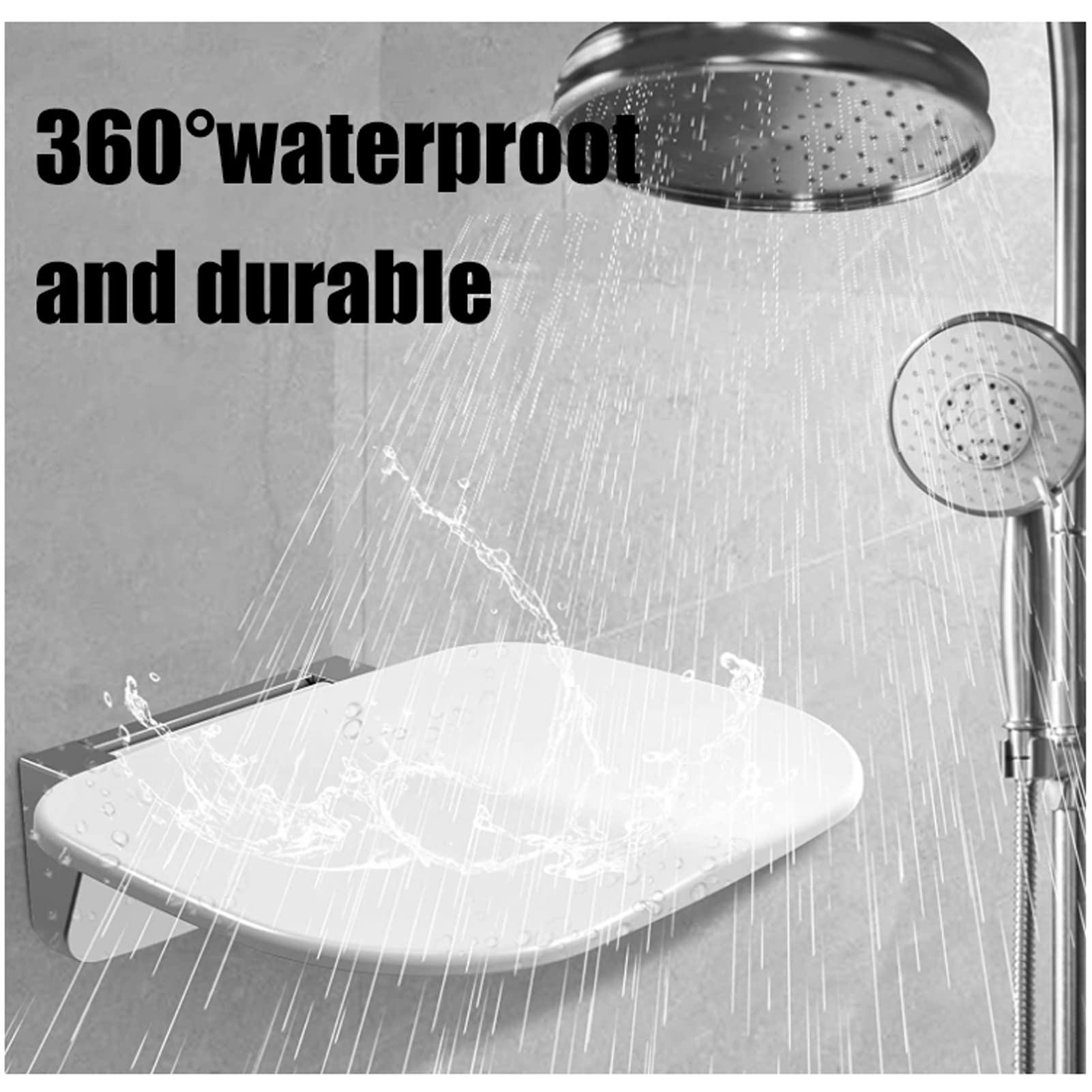 EEUK Foldable Shower Seat for Elderly & Disabled - Wall Mounted Shower Chair with 440lb Weight Capacity - Fold Down Shower Bench for Seniors, Pregnant Women & Handicapped - Perfect for Bathroom Safety & Assisted Bathing