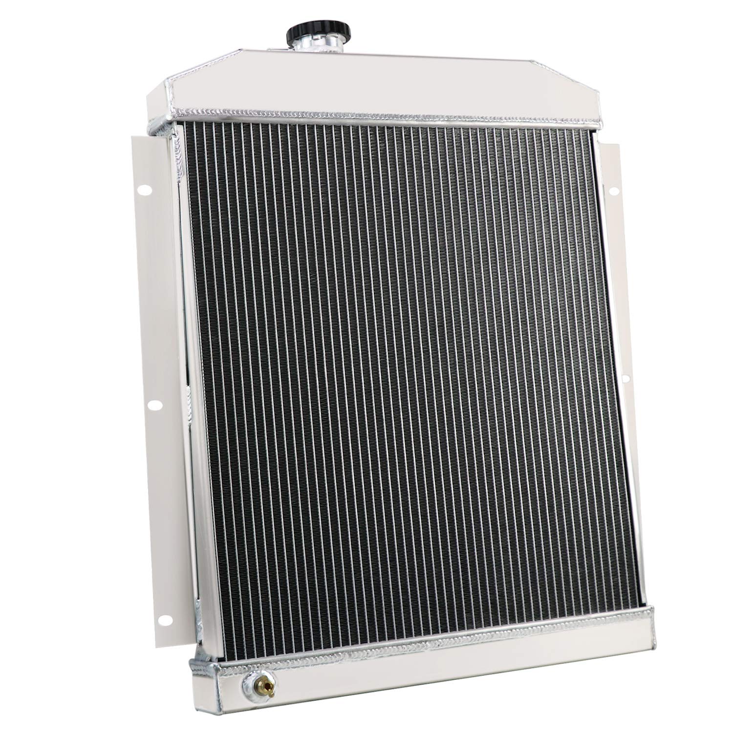 CC5100 Aluminum Radiator for 1947-1954 Chevy 3100 3600 3800 3900 Truck Pickup - 4 Row Core with Shroud Fan Relay Kits - High Performance Cooling System - Perfect for Classic Car Restoration & Hot Rod Upgrades