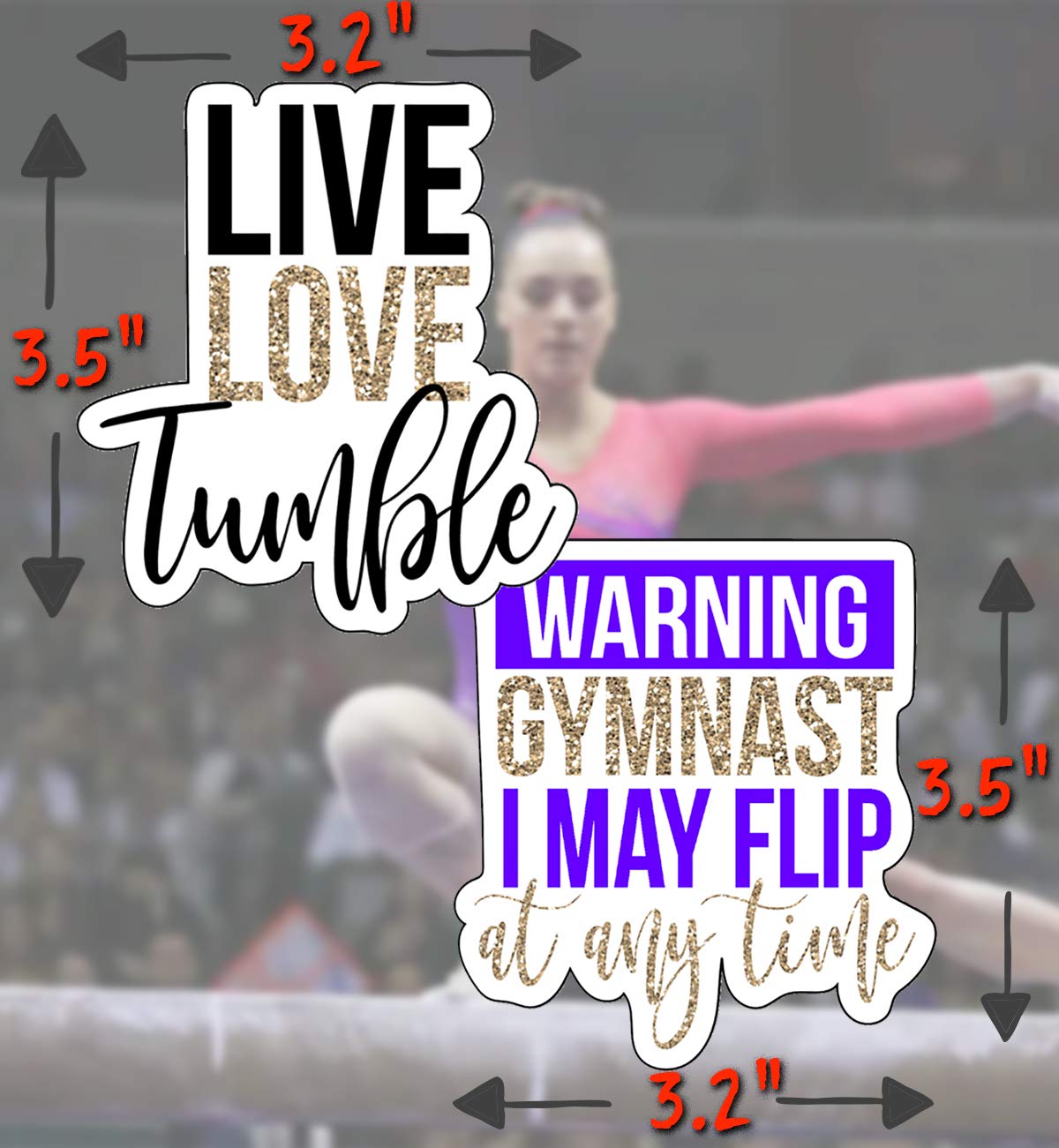 Gymnastics Stickers for Girls - Waterproof Vinyl Decals for Laptop, Water Bottle & More | Perfect Gymnastics Gifts for Athletes | Ideal for Sports Gear, School Supplies & Party Favors