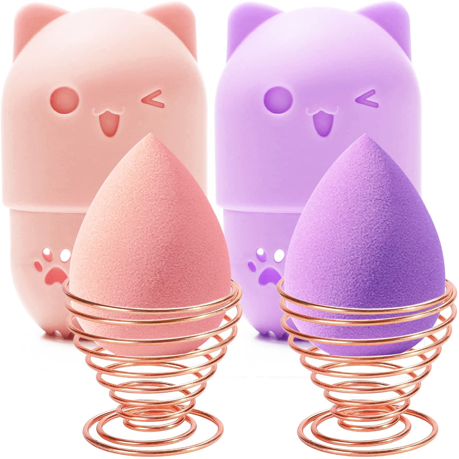 Makeup Sponge Holder & Beauty Blender Travel Case - Cosmetic Sponge Drying Stand with Powder Puff Storage - Portable Makeup Organizer for Travel & Home Use (Pink & Purple) - Perfect for Drying, Storing & Carrying Beauty Blenders On-The-Go