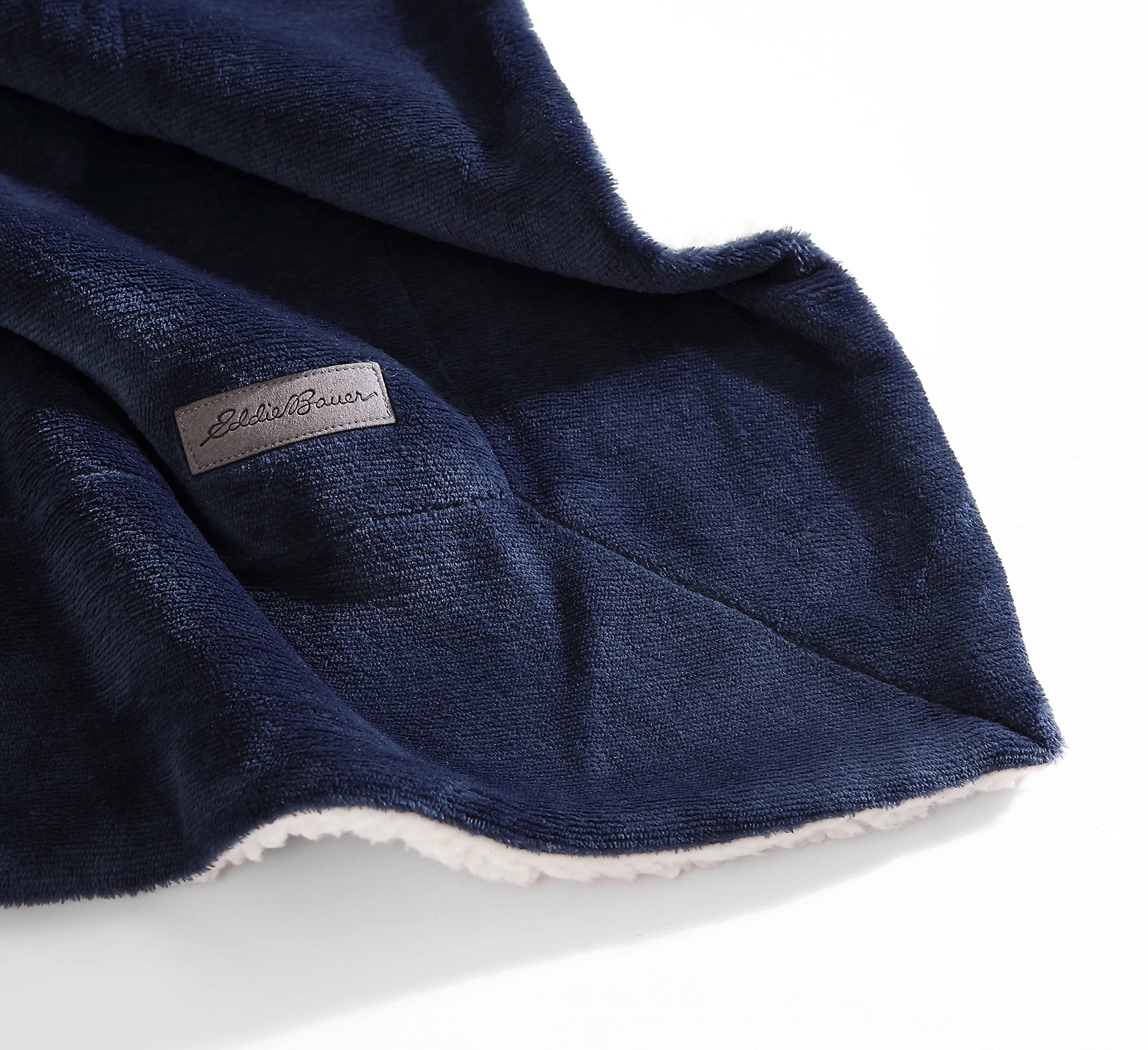 Eddie Bauer Ultra-Plush Reversible Sherpa Fleece Throw Blanket - Soft & Cozy Twin Size Blue Blanket for Bed, Couch, Sofa, Living Room, Office & Travel - Warm Winter Home Decor Gift