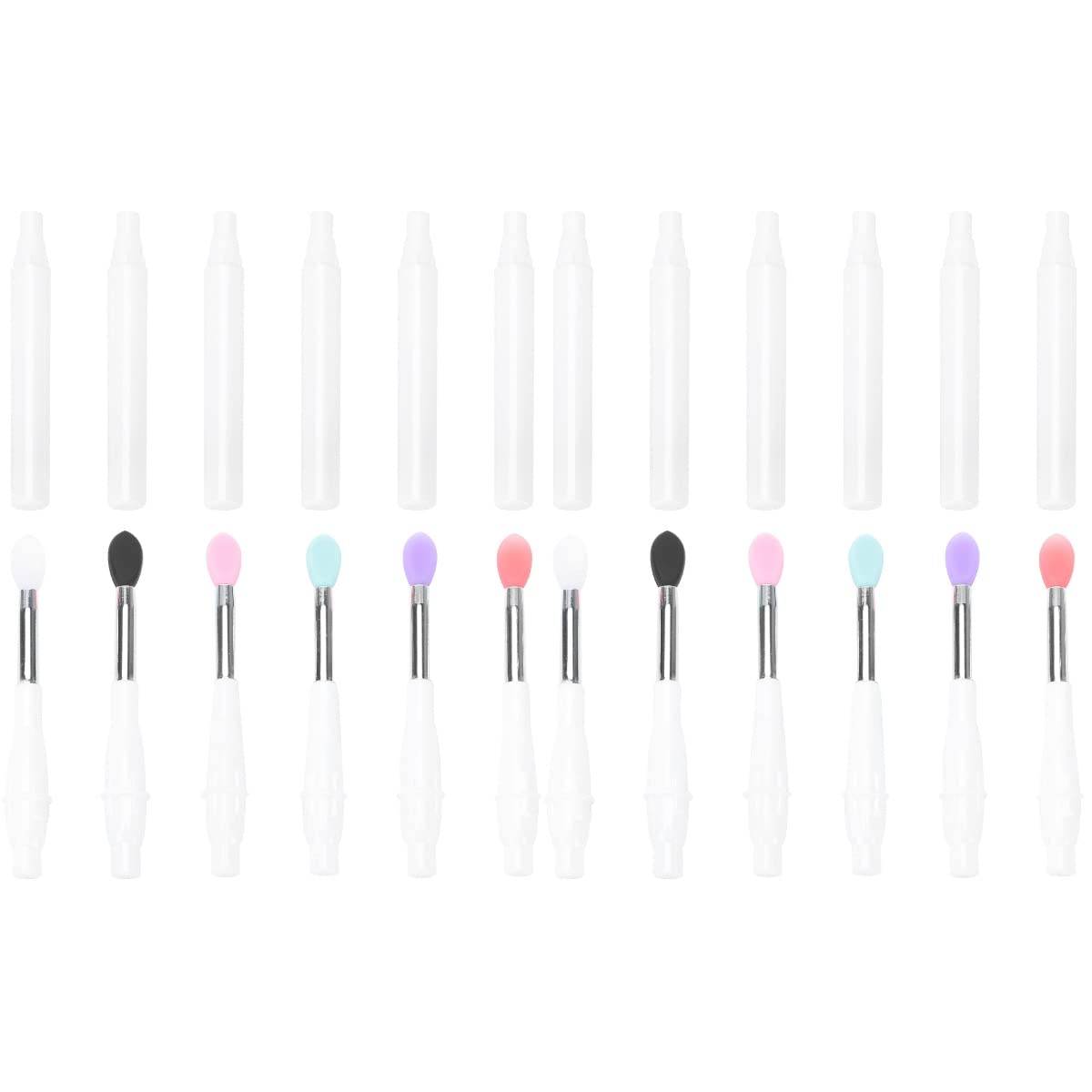 HEALLILY 12-Piece Silicone Lip & Eyeshadow Brush Set - Assorted Colors - Lipstick Applicators, Lip Scrub & Eyeshadow Brushes for Professional Makeup - Perfect for Home, Salon & Travel Makeup Kits