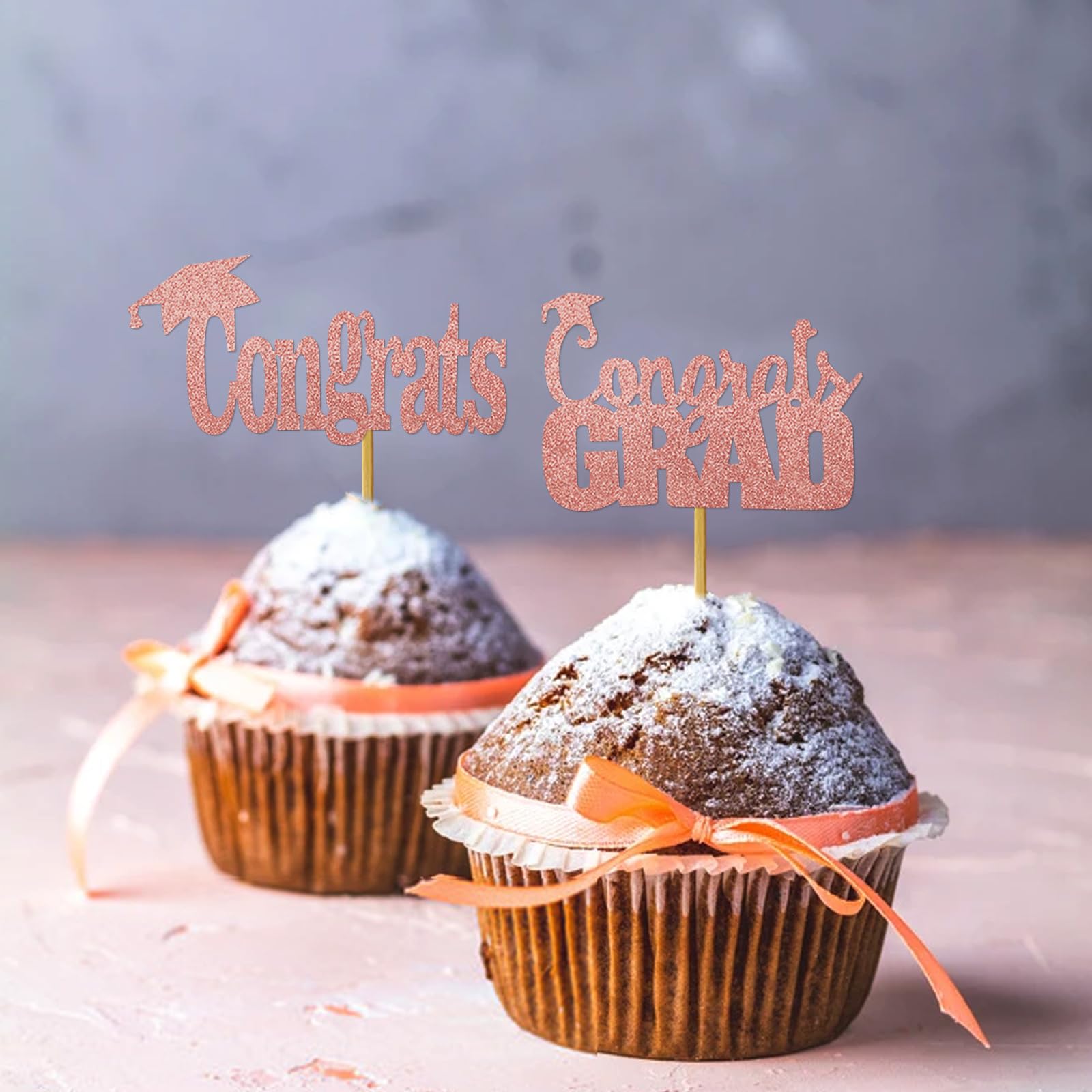 2025 Graduation Cupcake Toppers - Rose Gold Graduation Hat Decorations for Class of 2025 | Perfect for Graduation Party, Cake Decorating & School Celebration