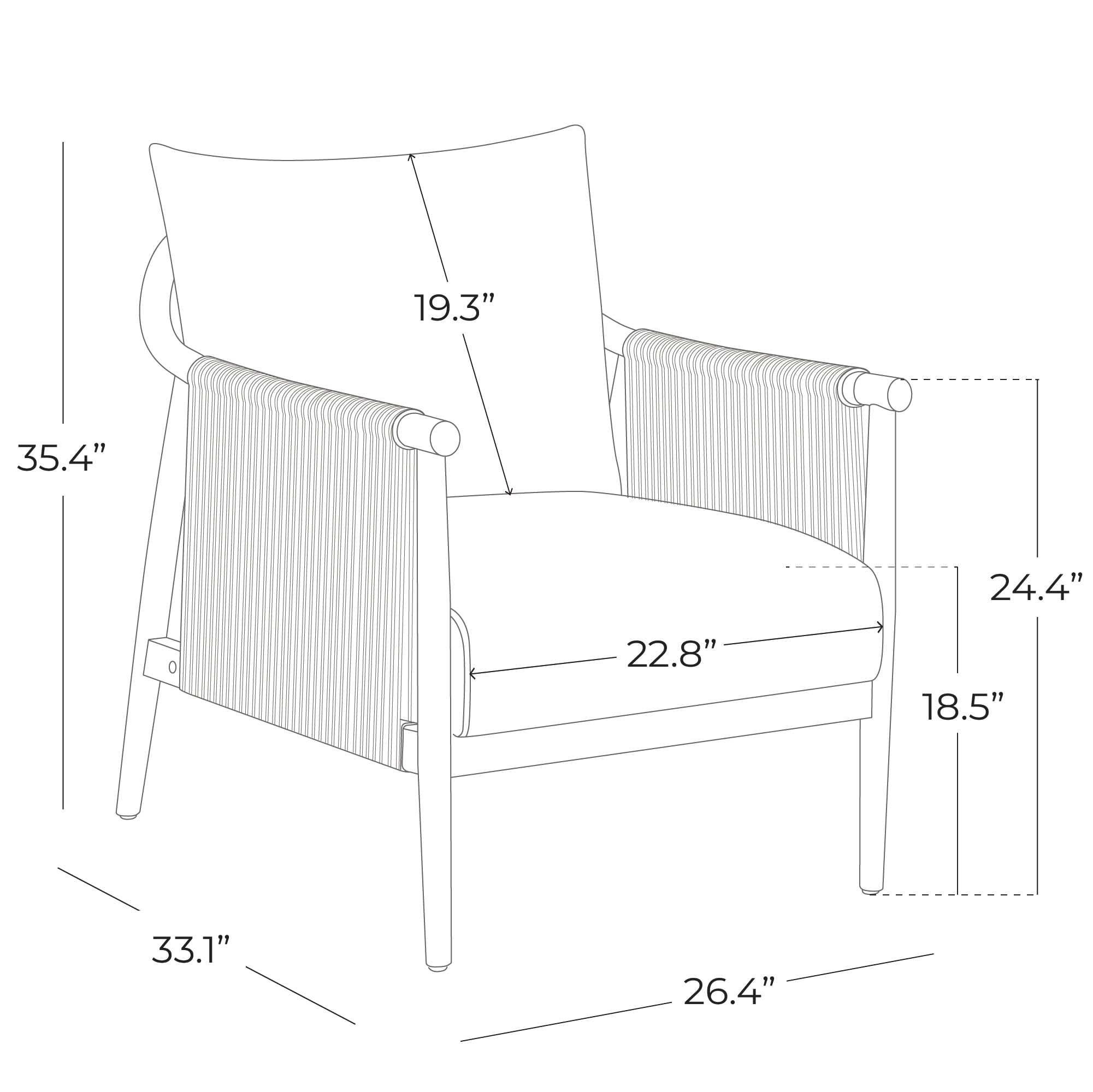 CHITA Braid Armchair - Modern Woven Accent Chair for Living Room, Bedroom & Office - Cream Upholstered Lounge Chair - Perfect for Reading Nook, Cozy Corner & Small Spaces