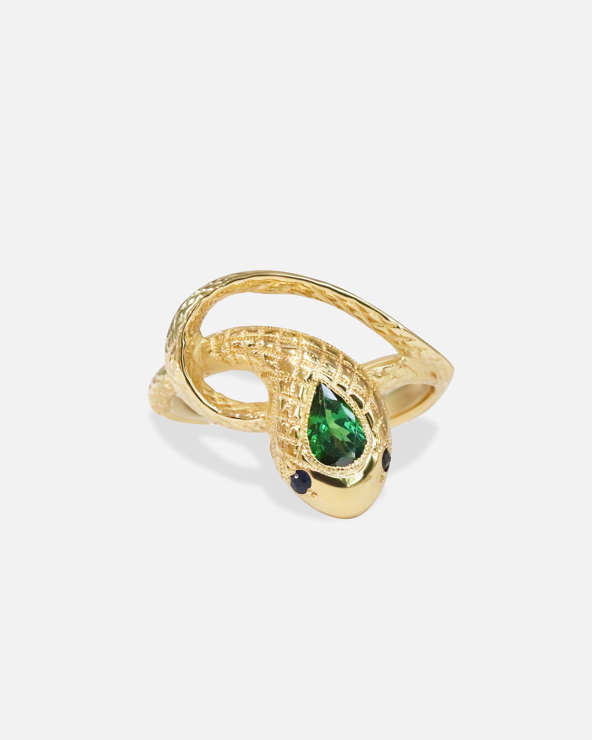 Ornata Ophidia Pear Ring - Genuine Tsavorite & Sapphire Jewelry for Women | Elegant Gift for Anniversary, Engagement & Special Occasions