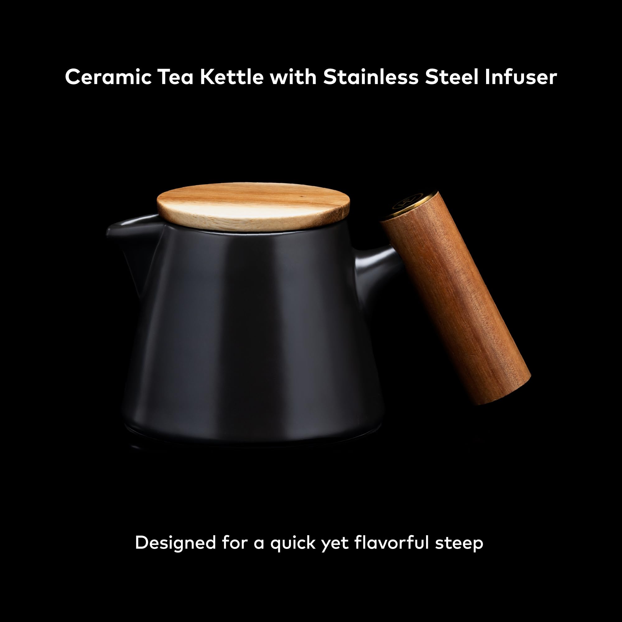 Premium Matte Black Ceramic Tea Pot Set with Stainless Steel Infuser & 2 Matching Mugs - Elegant Tea Brewing Gift for Home, Office or Restaurant Use
