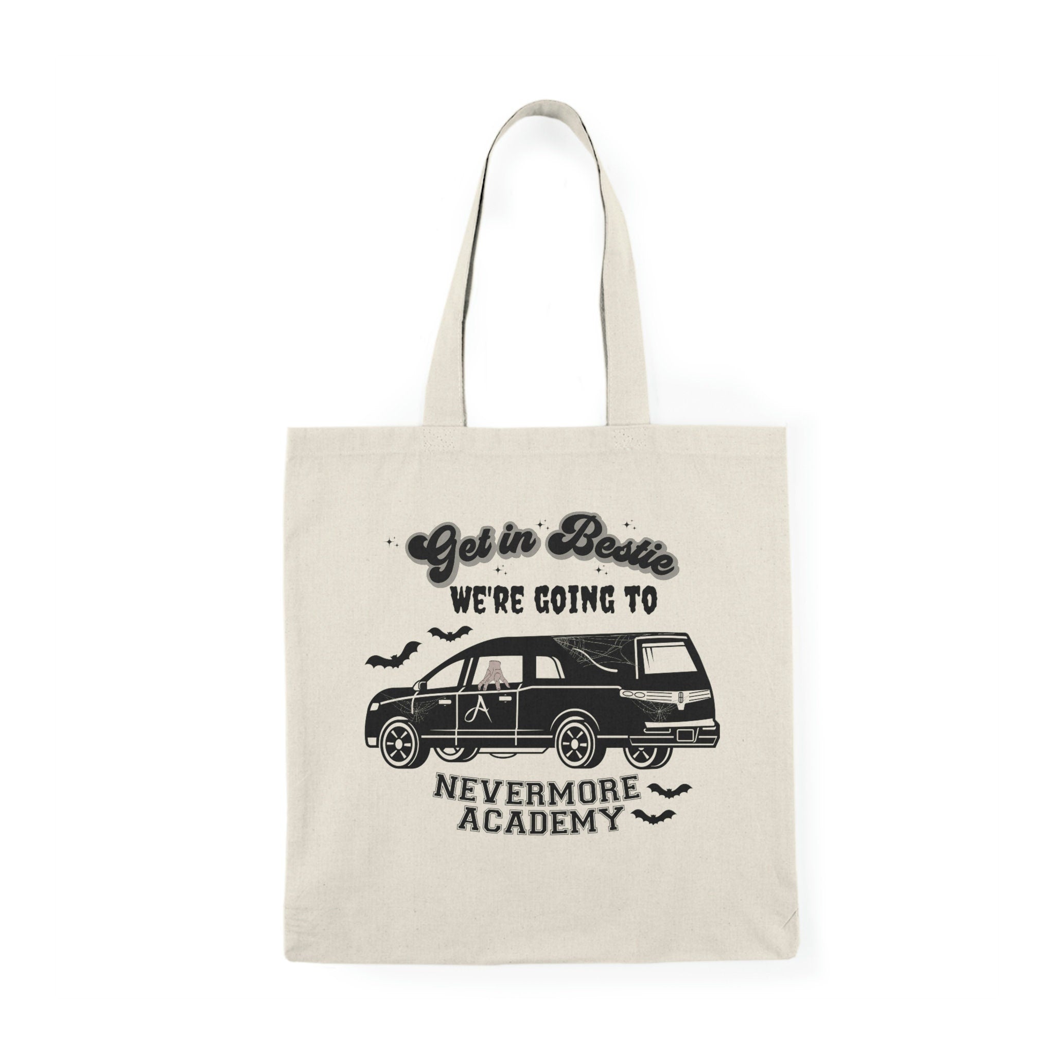 Nevermore Academy Tote Bag - Wednesday Addams Inspired Horror Themed Grocery Shopping Bag for School, Work & Gothic Fashion Accessories