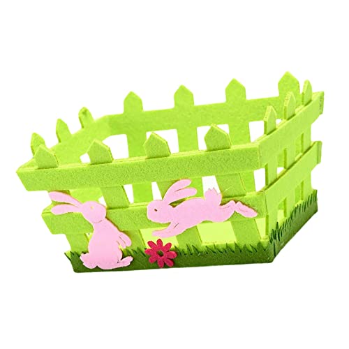 Easter Basket for Candy Storage - Green Plastic Easter Eggs Hunt Basket with Pink Rabbit Design, Kids Easter Gifts for Home Decor & Holiday Party Supplies | Perfect for Easter Egg Hunts, Spring Decorations, and Children's Birthday Parties