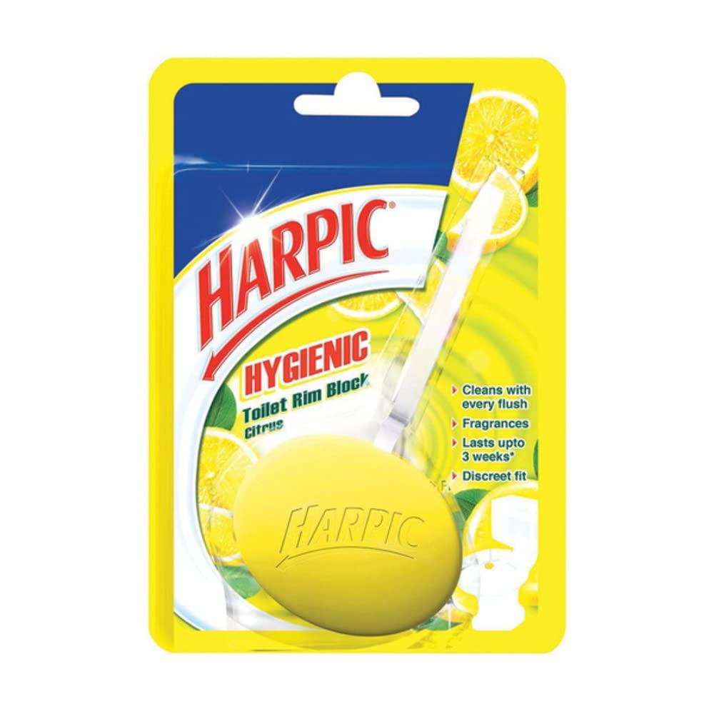 Harpic Citrus Toilet Cleaner Rim Block - 26g | Long-Lasting Flushable Toilet Bowl Cleaner for Fresh & Hygienic Bathroom - Ideal for Home, Office & Hotel Use