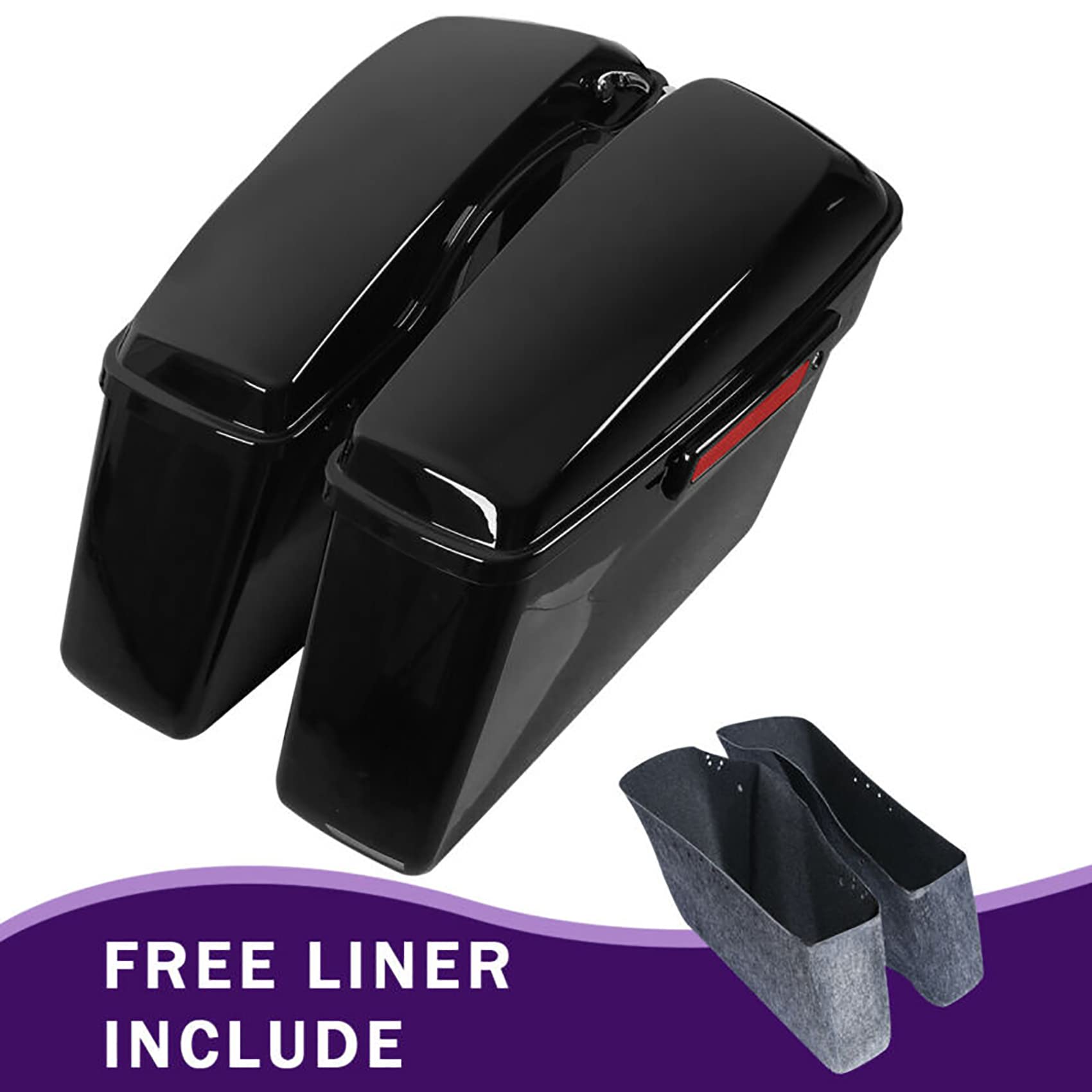 Premium TCMT Hard Saddlebags for Harley Touring (2014-2023) - Waterproof Motorcycle Luggage with Black Latch Lid, Key Lock & Carpet Liner - Compatible with Street Glide, Road Glide, Road King, Electra Glide Ultra Limited FLHR FLHX - Perfect for Long-Distance Rides and Road Trips