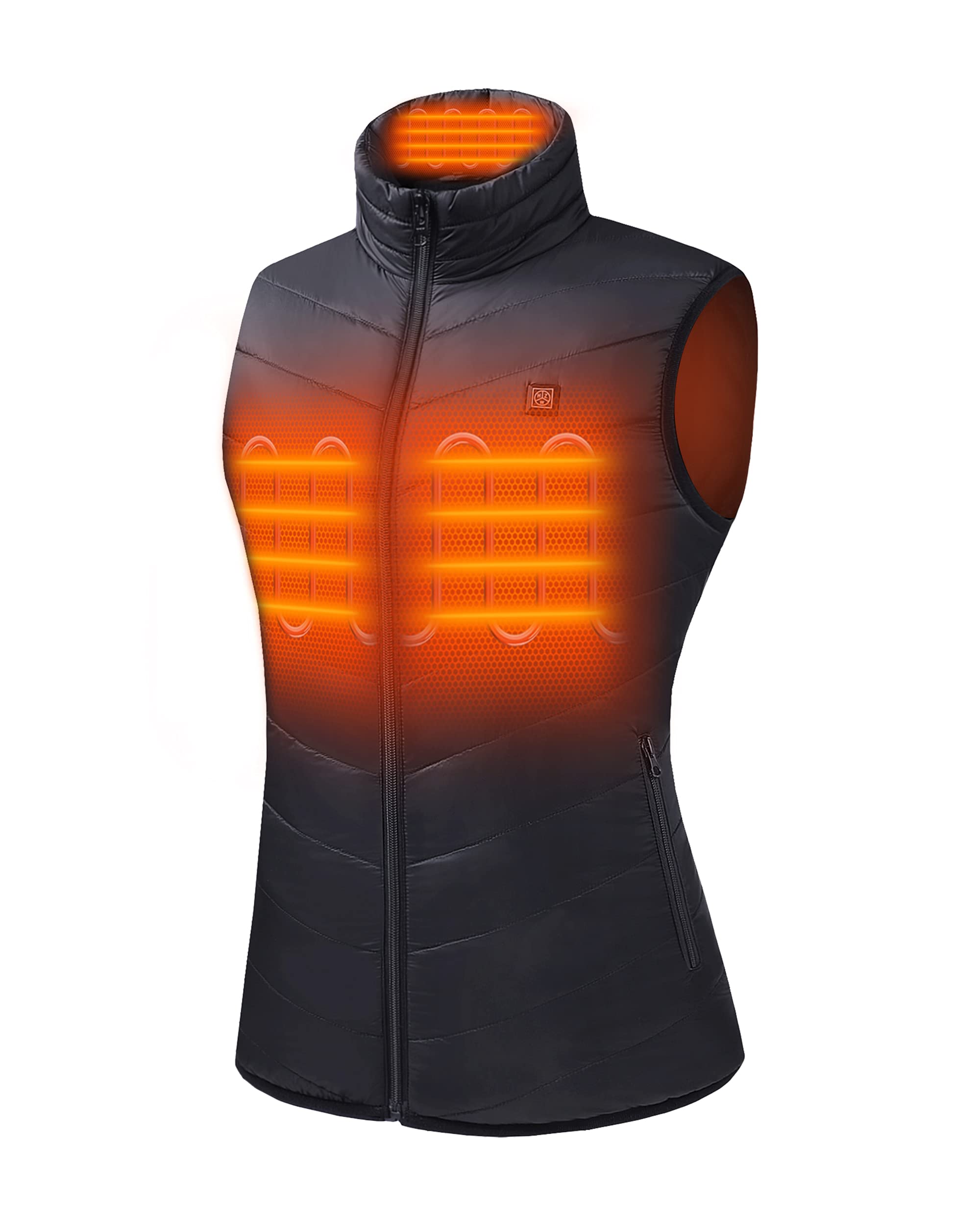 HEWINZE Men's & Women's Lightweight Heated Jacket with USB Battery Pack - Winter Warm Electric Vest for Outdoor Activities (Black, US Size) - Perfect for Hiking, Camping & Cold Weather Commuting