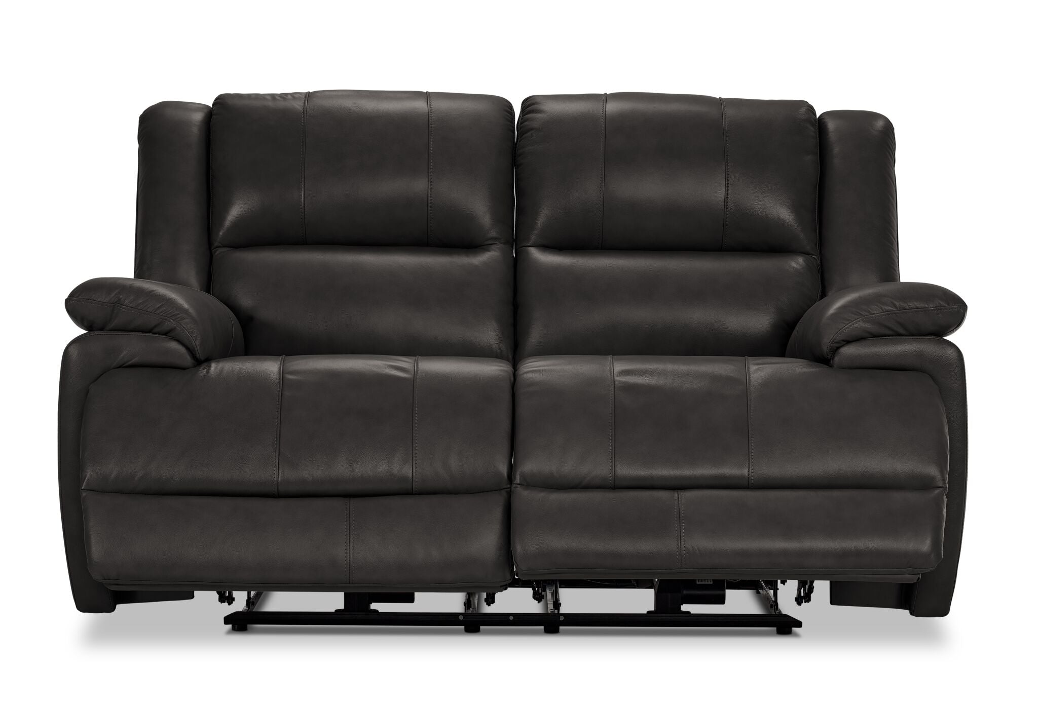 Allie Leather Dual Power Reclining Loveseat - Granite Color | Modern Electric Recliner Sofa for Living Room | Perfect for Movie Nights & Relaxation