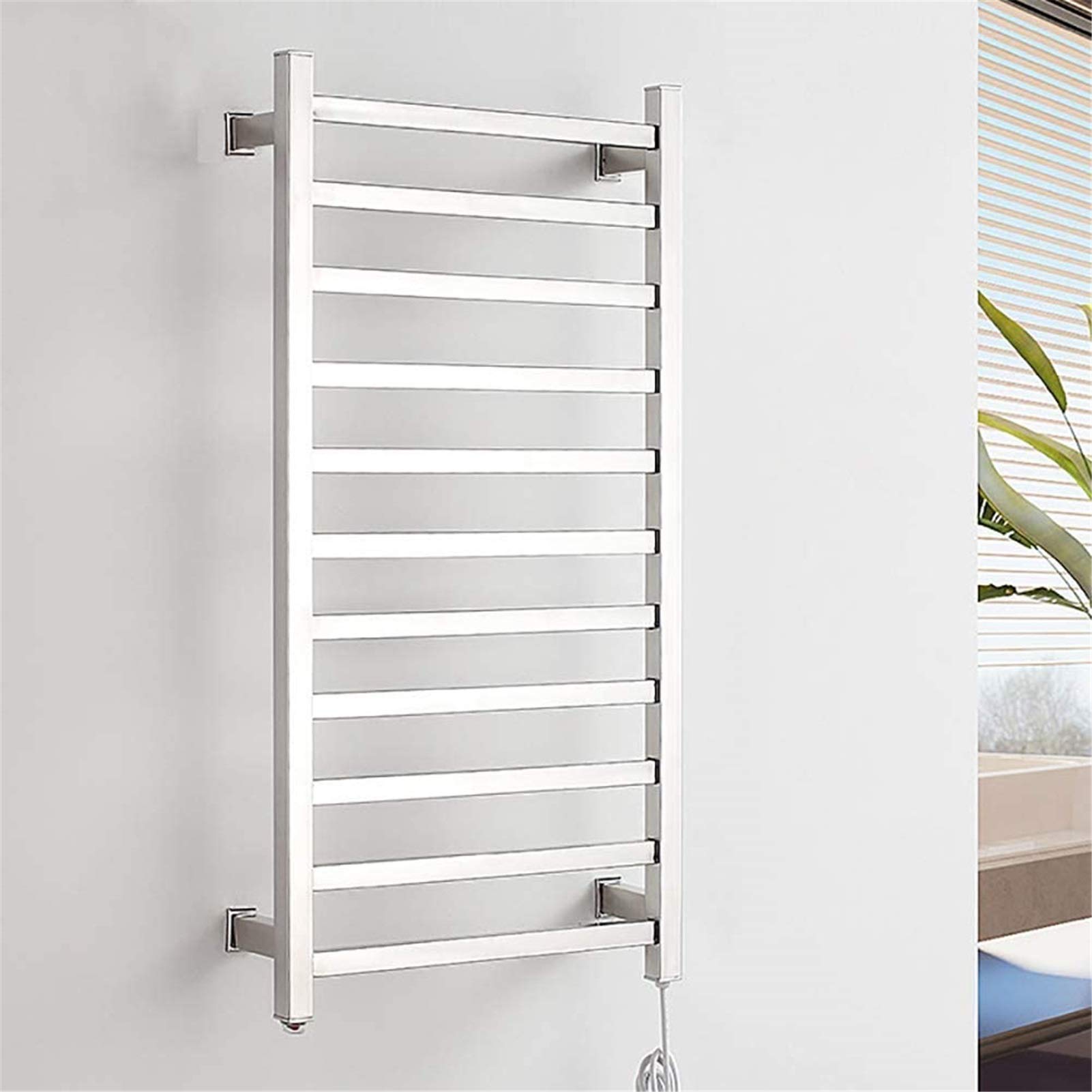 XZGDEN 130W Stainless Steel Wall Mounted Electric Towel Warmer & Bathroom Heater - 11 Bars, 22.8