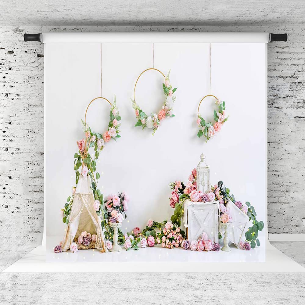 Kate Spring Flowers Photo Backdrop - 8x8ft Valentine's Day Photography Background for Kids Party, Portrait & Decorations | Perfect for Valentine Photos, Baby Showers & Birthday Parties